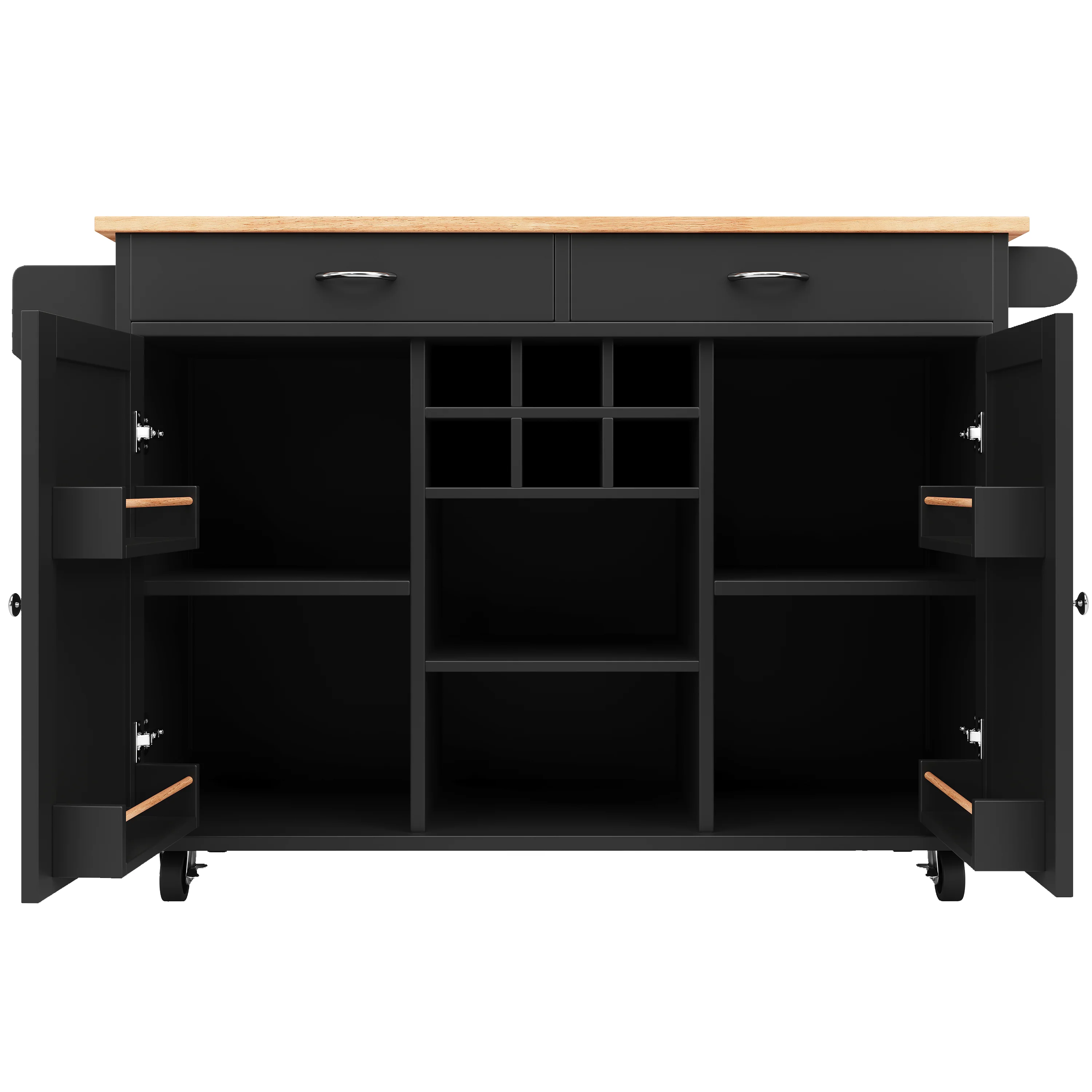 Modern Kitchen Island 102cm Dining Cart Storage - Black - Image 10