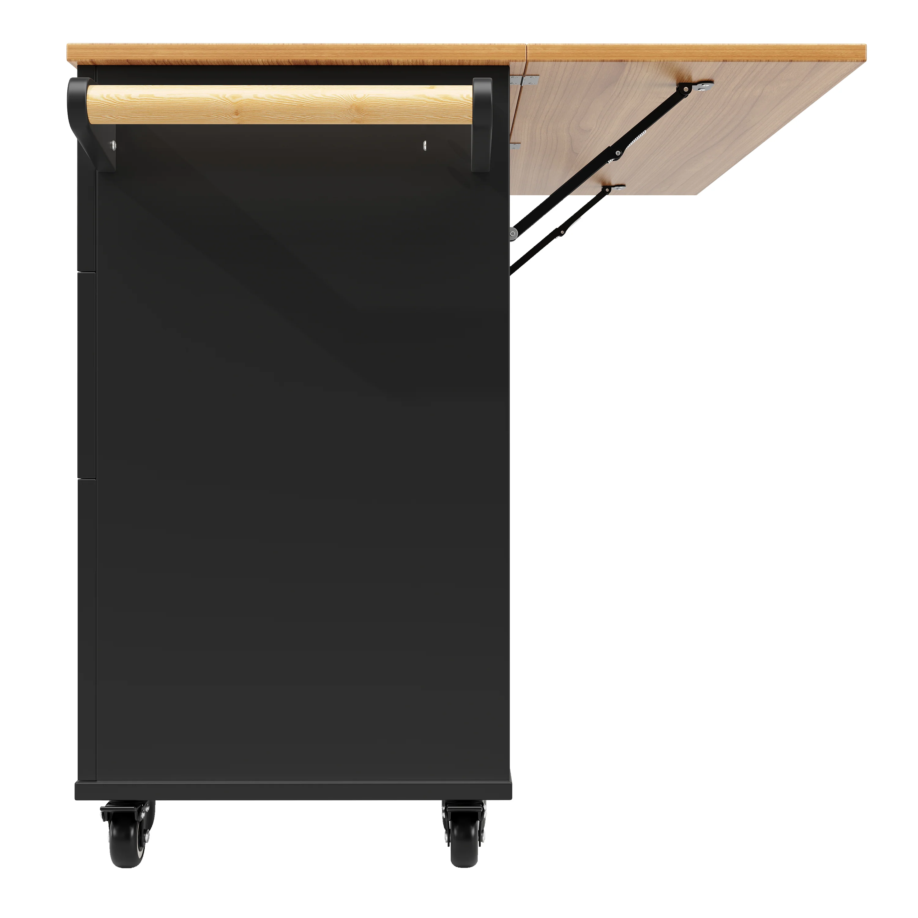 Modern Kitchen Island Dining Table Multifunctional with Storage Wood Grain Black - Image 10