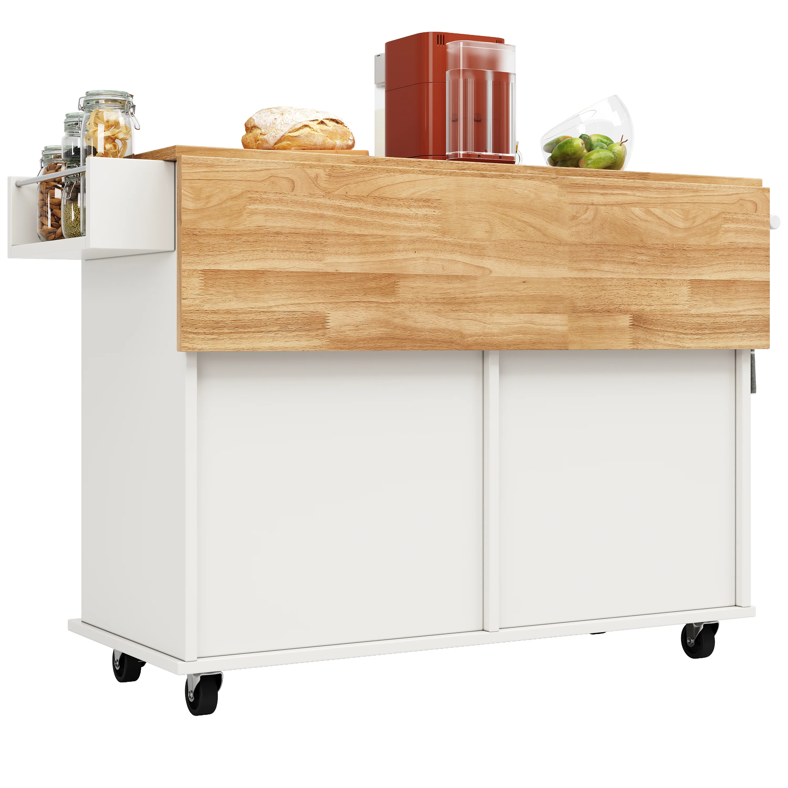 Modern Kitchen Island Dining Table Storage 106cm - White - Image 6
