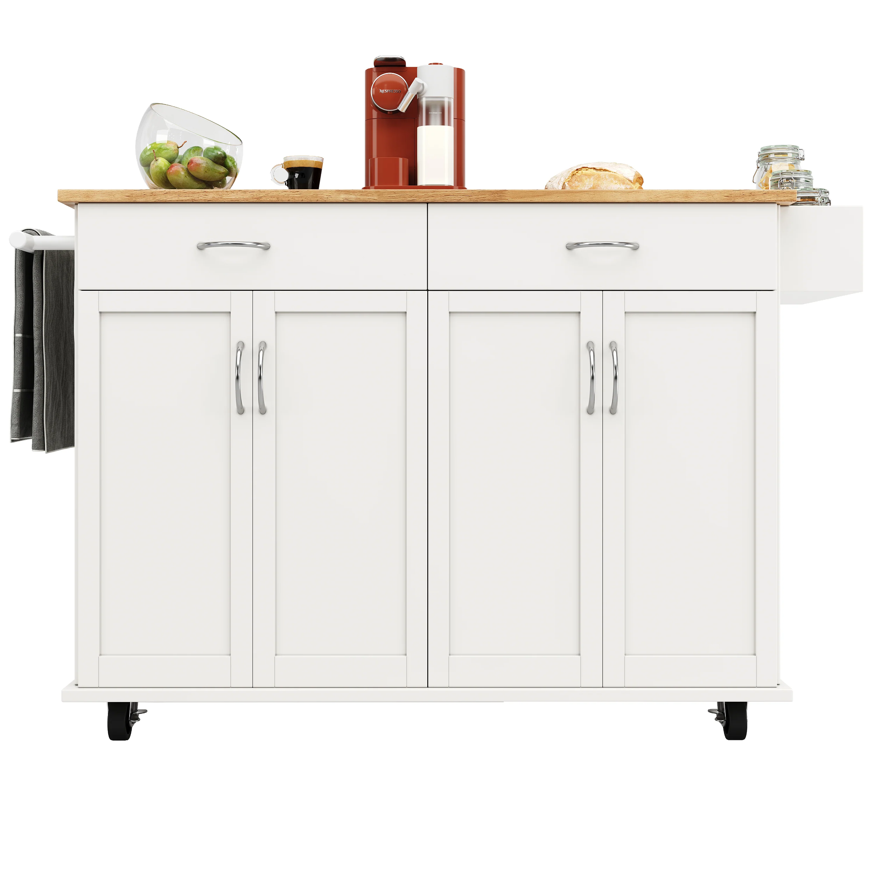 Modern Kitchen Island Dining Table Storage 106cm - White - Image 9
