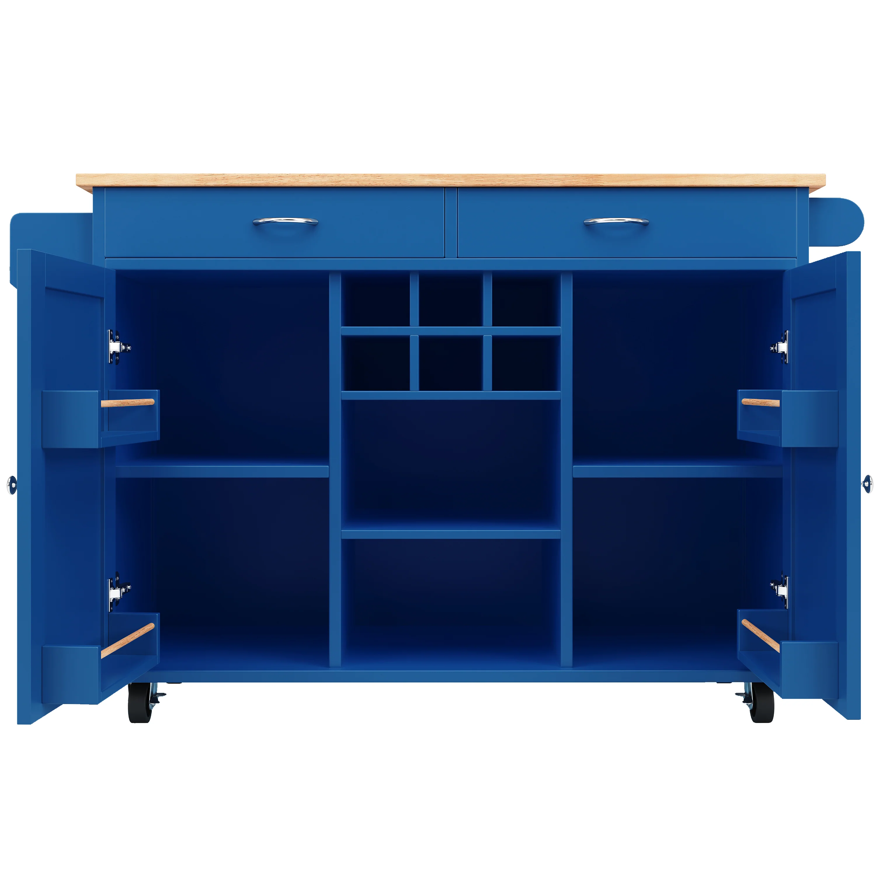 Modern Kitchen Island Dining Table Storage Wood Grain - Blue - Image 8