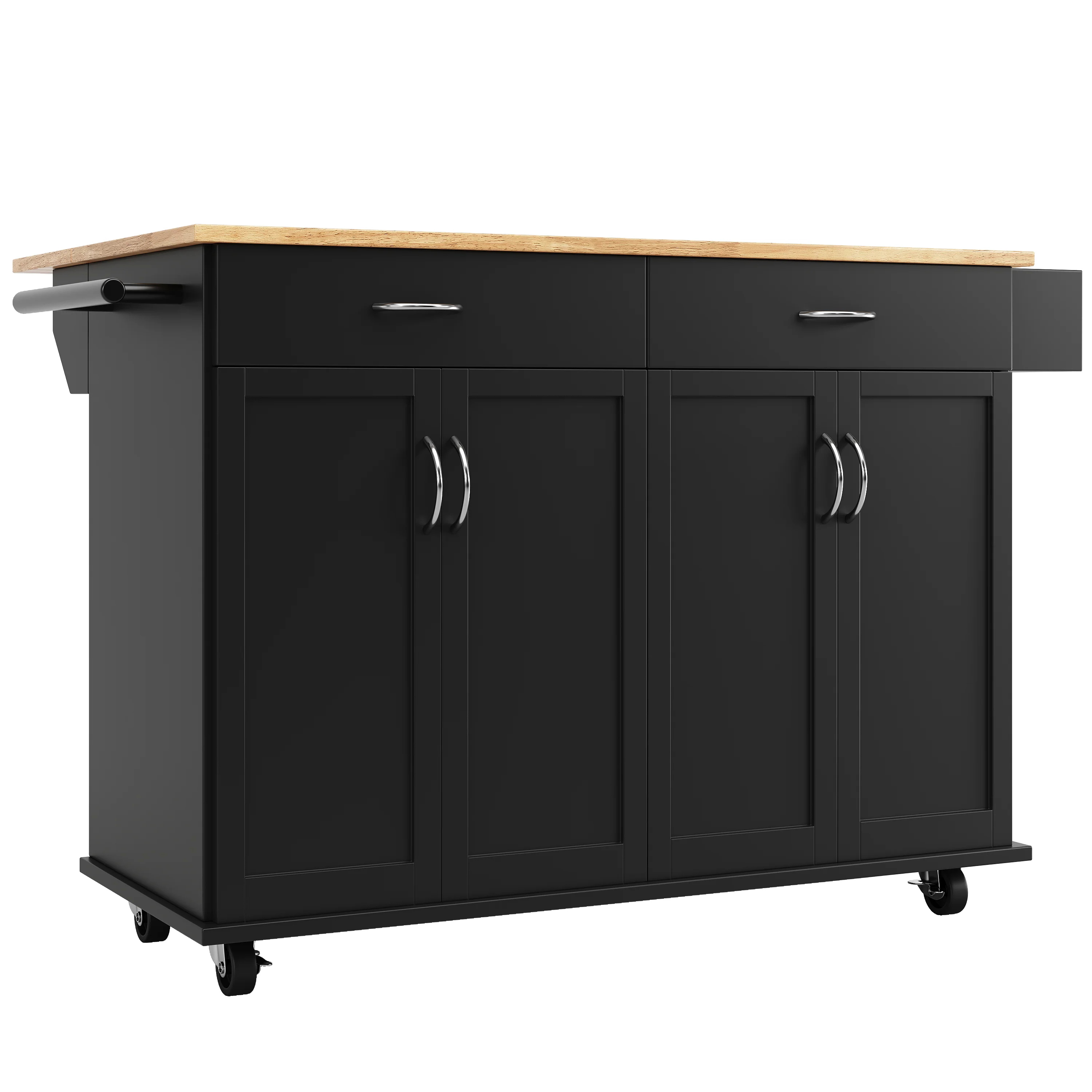 Modern Kitchen Island Multifunctional Dining Cart Storage - Black - Image 5