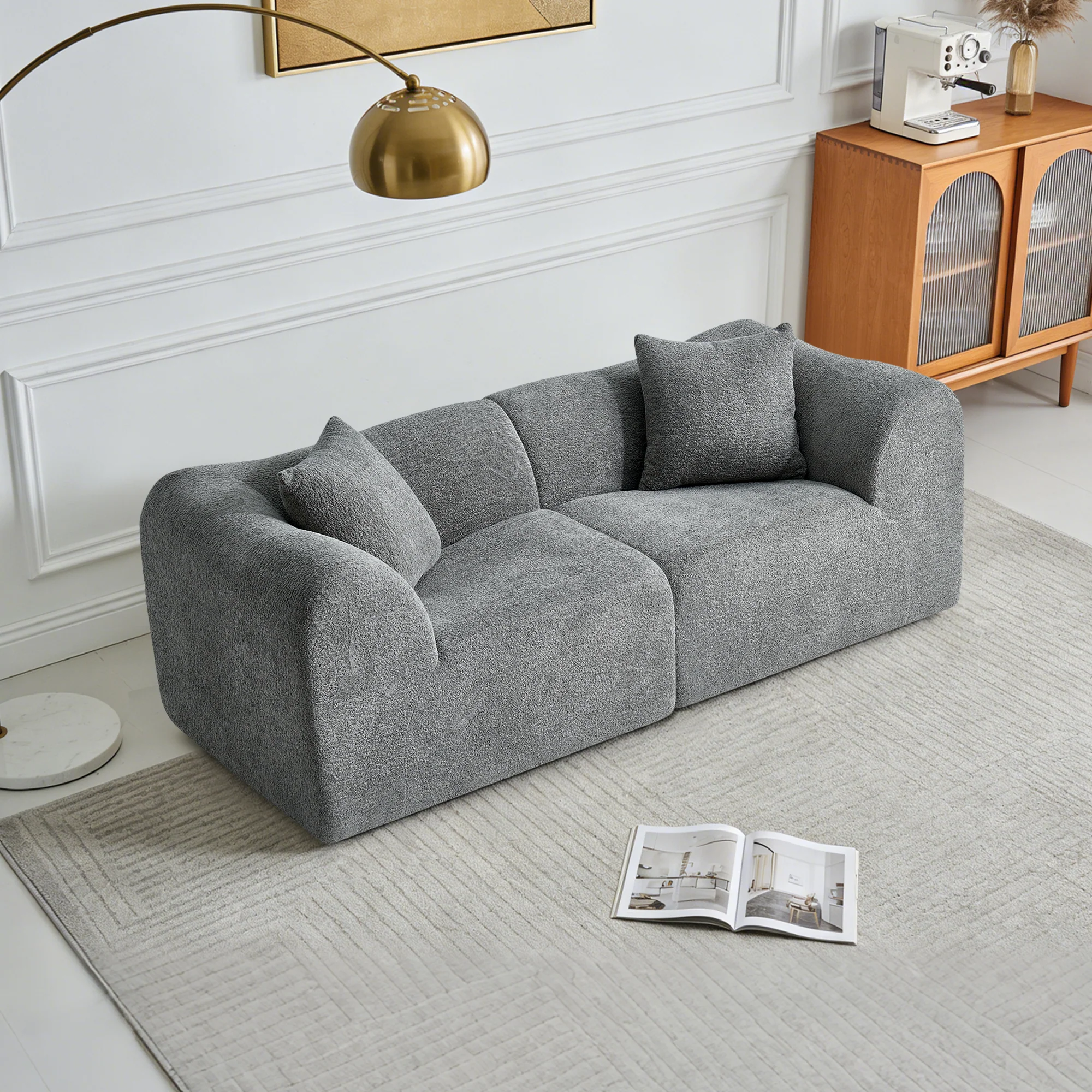 Modern Loveseat 2-Seater Space-Saving with Cushions - Velvet