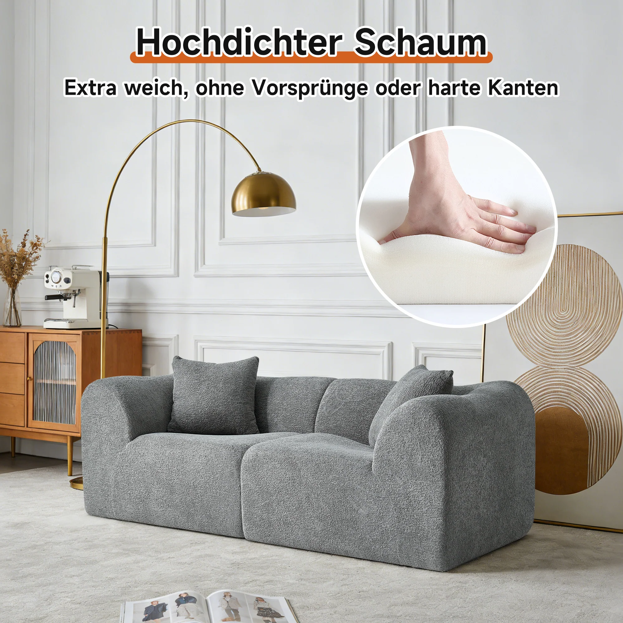 Modern Loveseat 2-Seater Space-Saving with Cushions - Velvet - Image 5