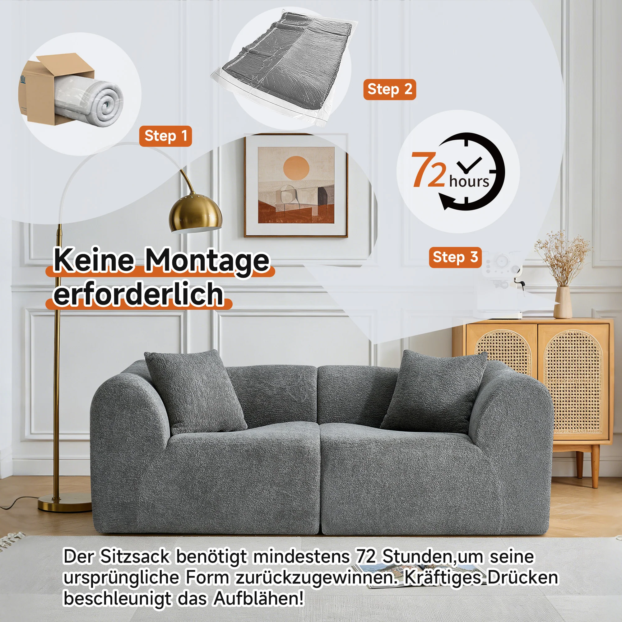 Modern Loveseat 2-Seater Space-Saving with Cushions - Velvet - Image 8