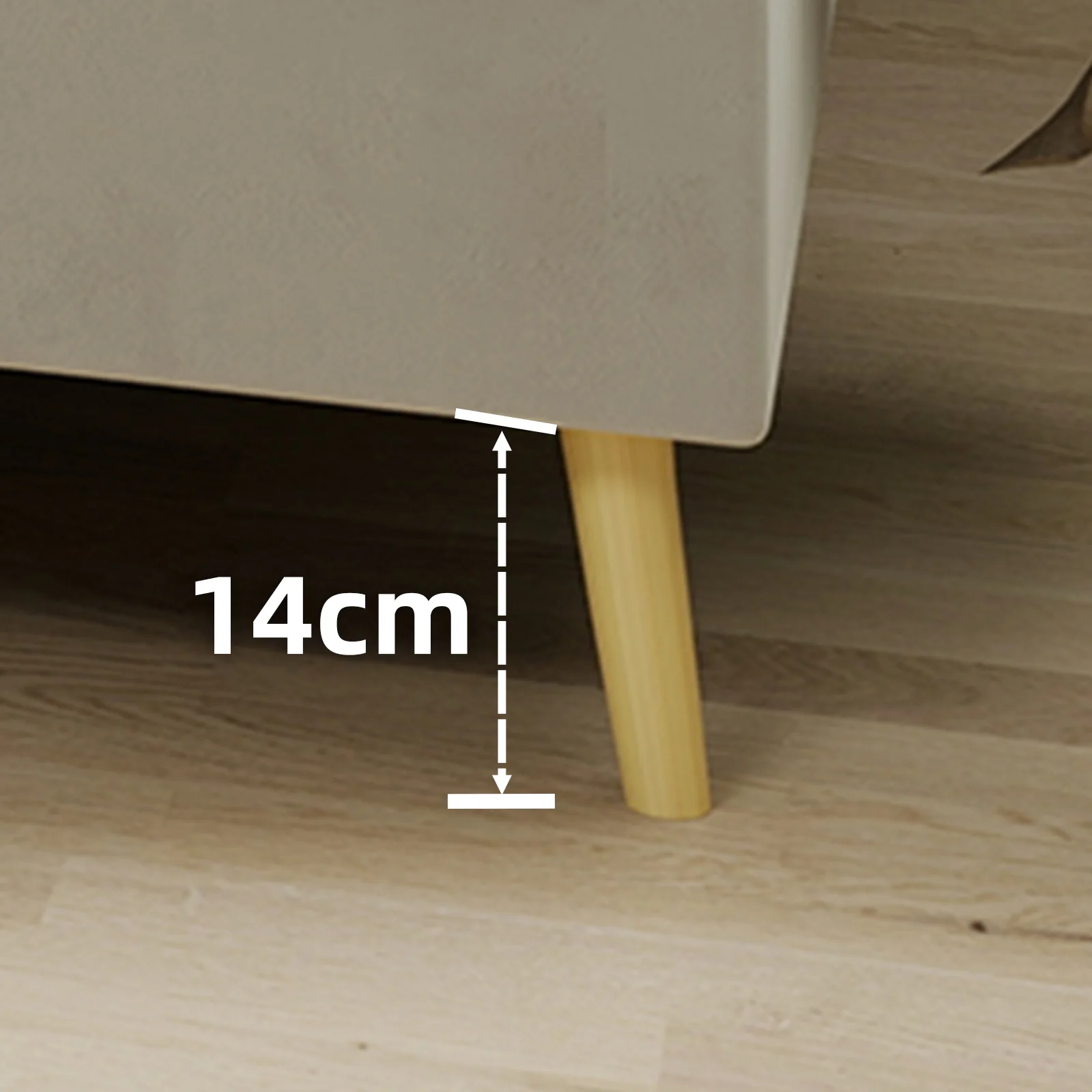 Modern Minimalist Bed Frame 140x200 Low-Profile Base - Beige Dutch Velvet - Image 5