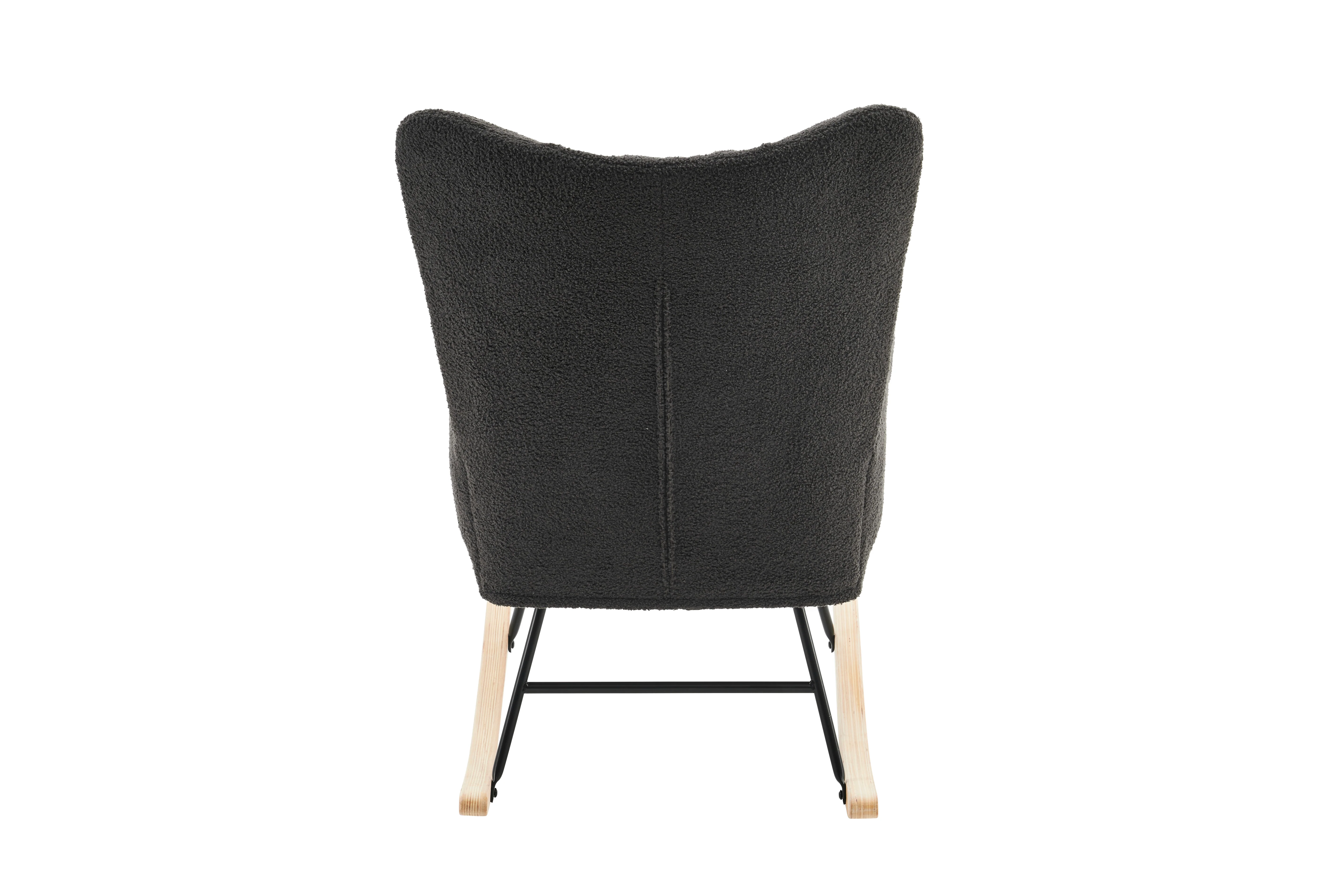 Modern Rocking Chair High Back Armrests - Grey - Image 10