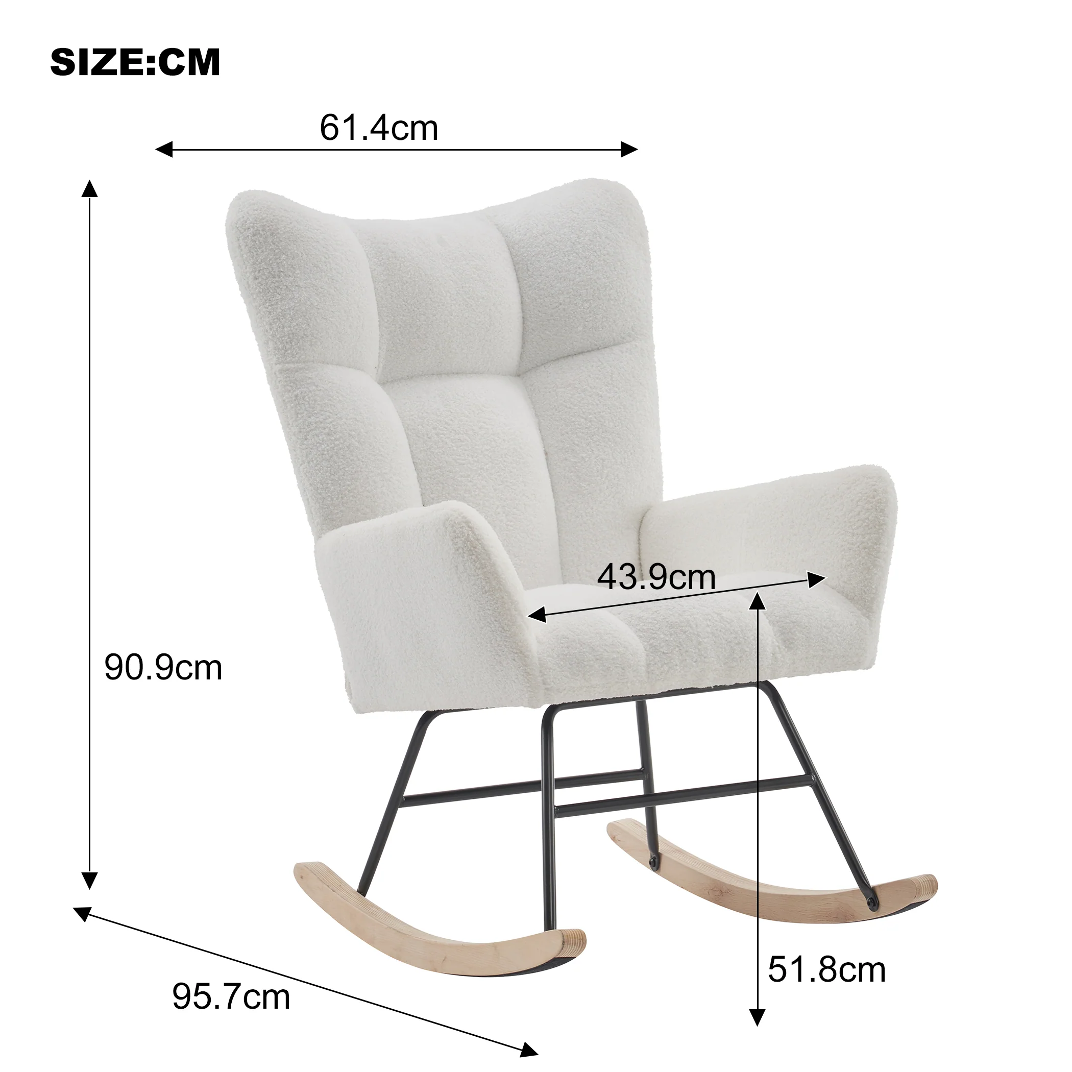 Modern Rocking Chair High Back Armrests - Grey - Image 5