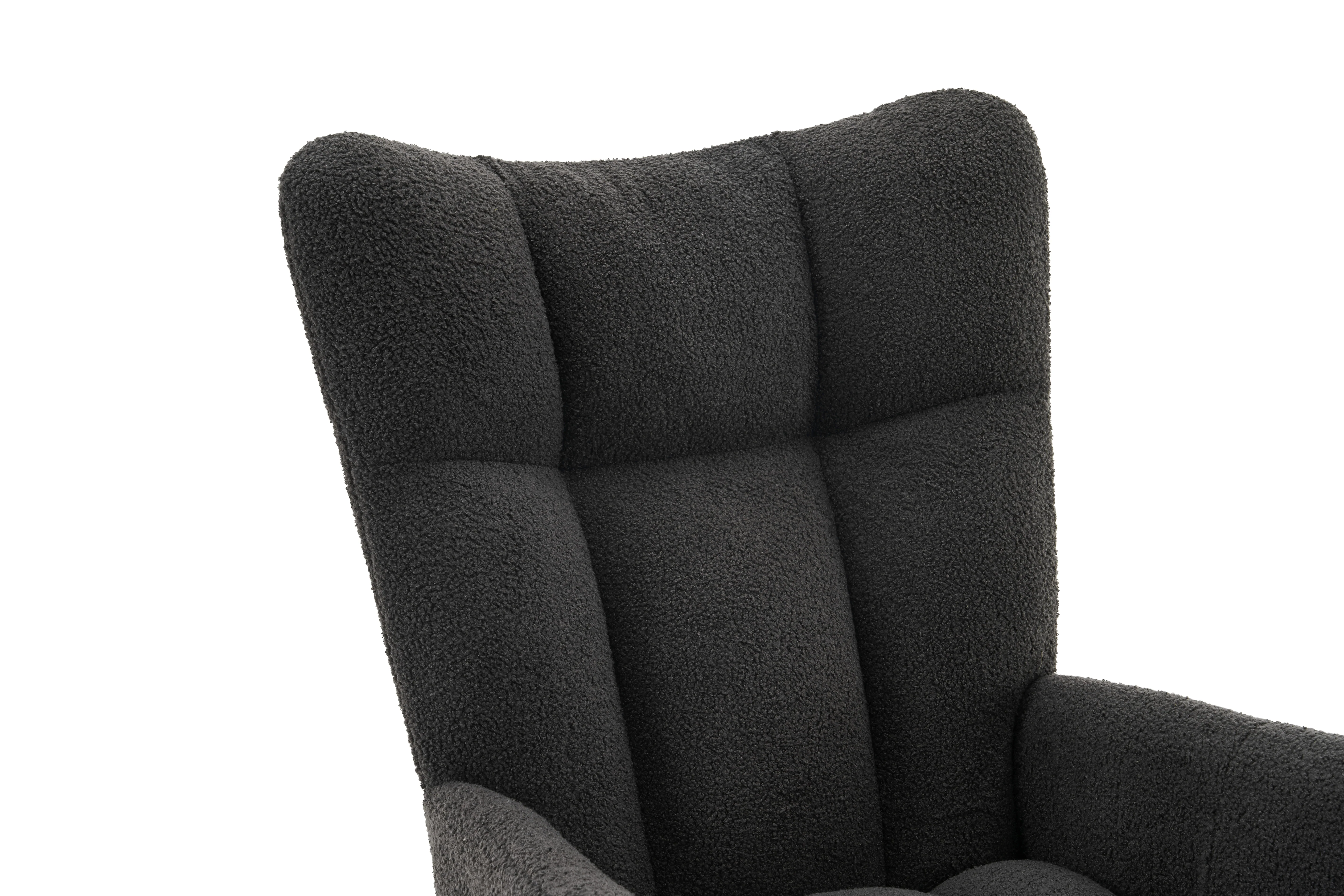 Modern Rocking Chair High Back Armrests - Grey - Image 6