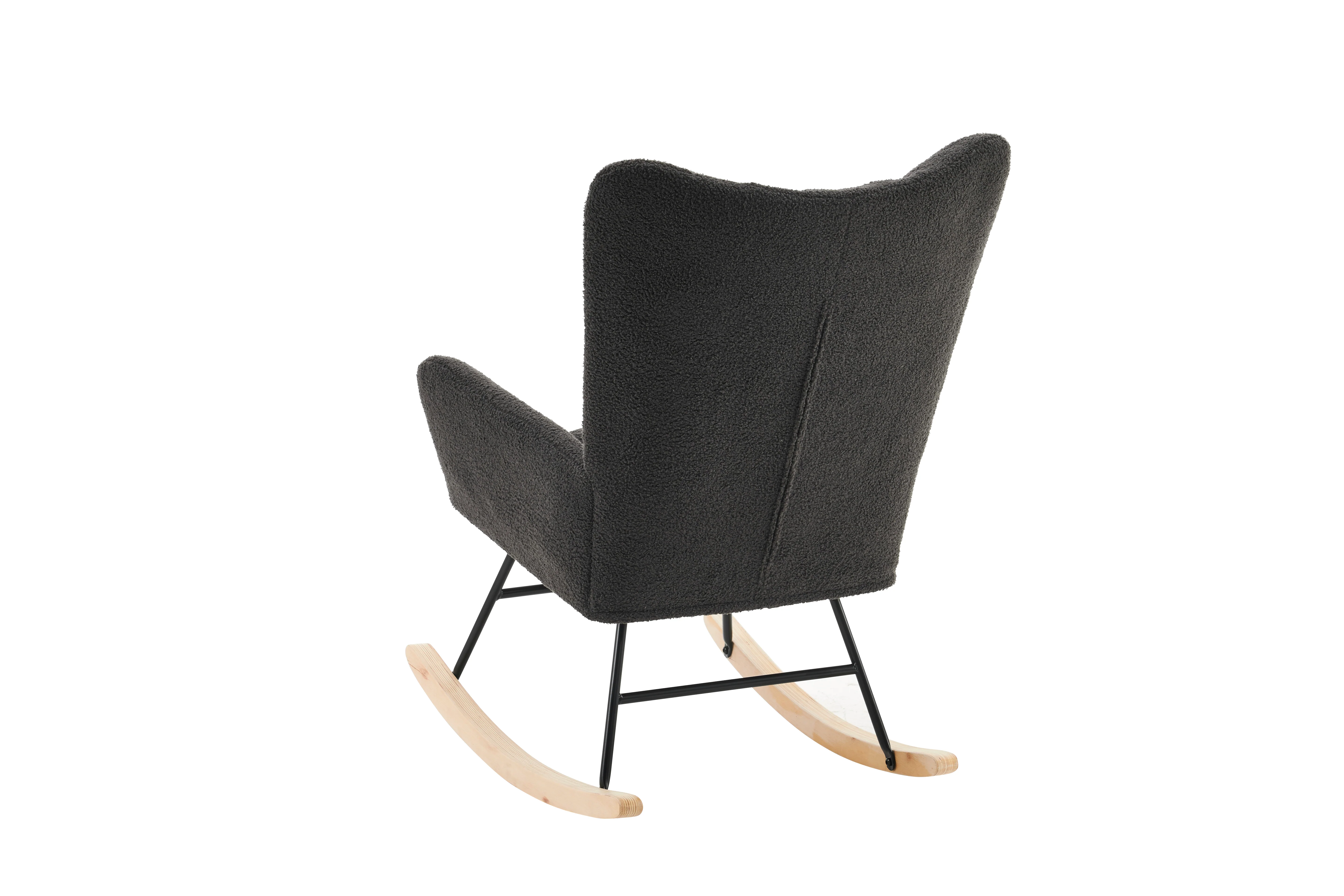 Modern Rocking Chair High Back Armrests - Grey - Image 9
