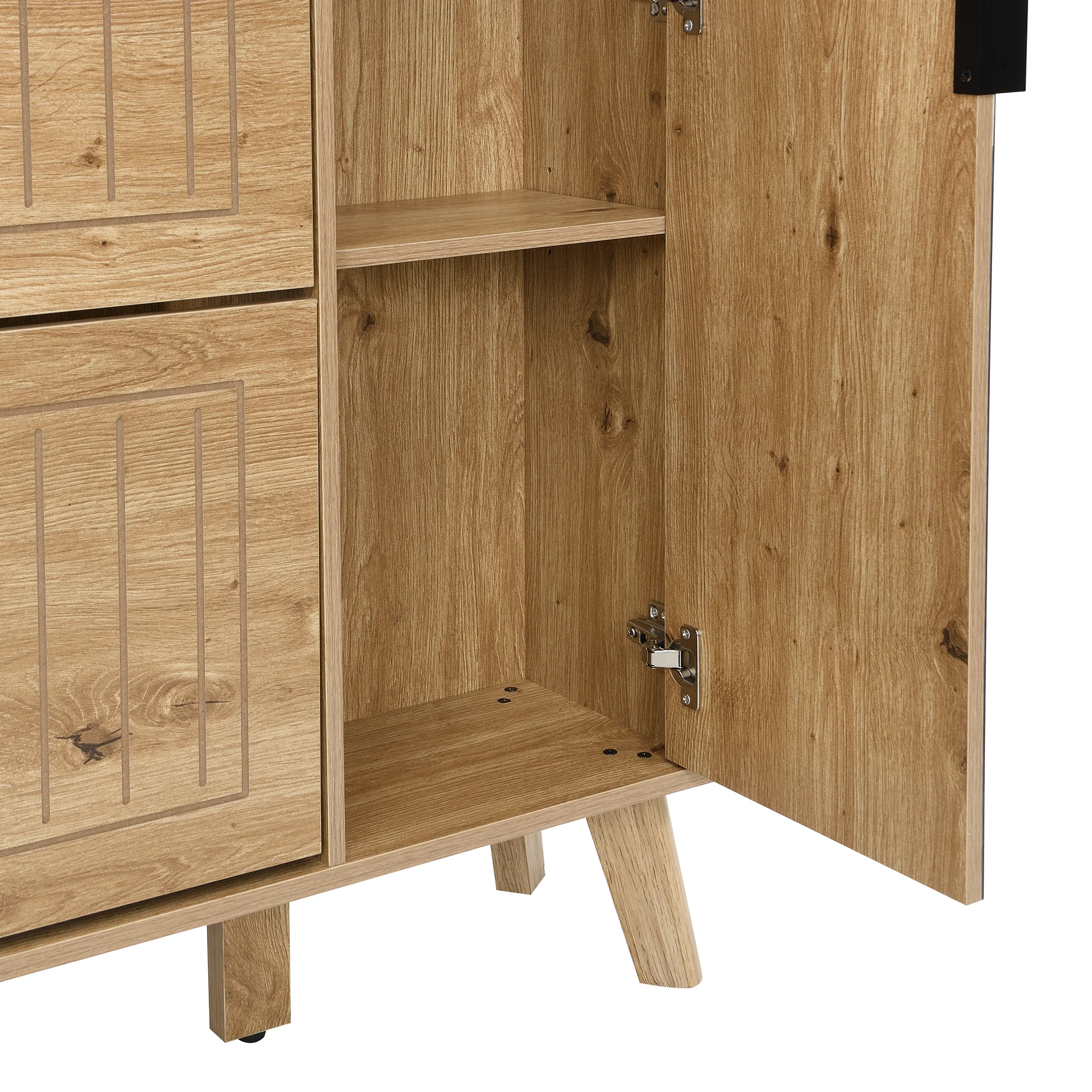 Modern Shoe Cabinet Mirror 3 Flap Doors 110x24x137.5cm - Image 10