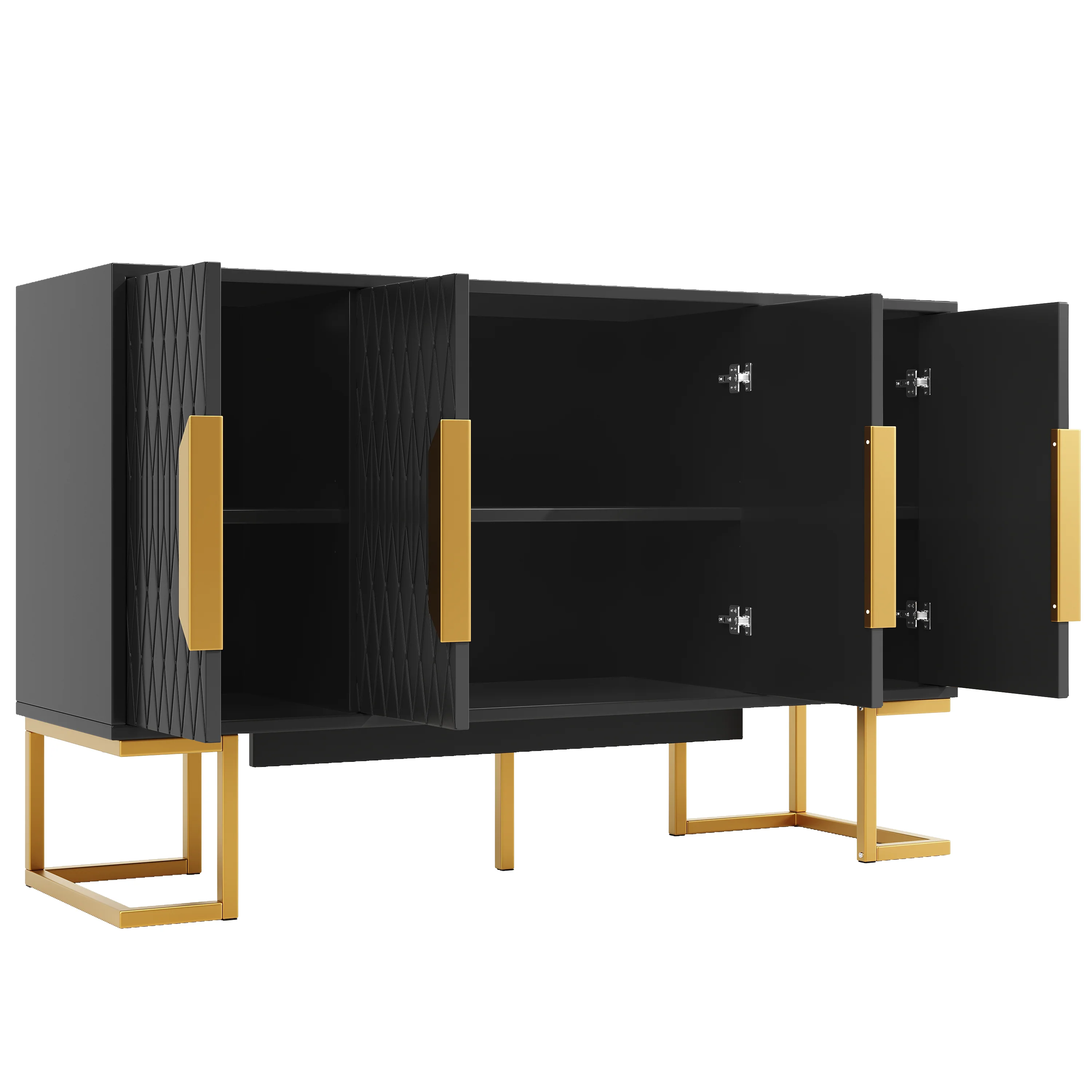 Modern Side Cabinet 140x40x80cm 4 Doors Adjustable Shelves - Blue/Black - Image 6