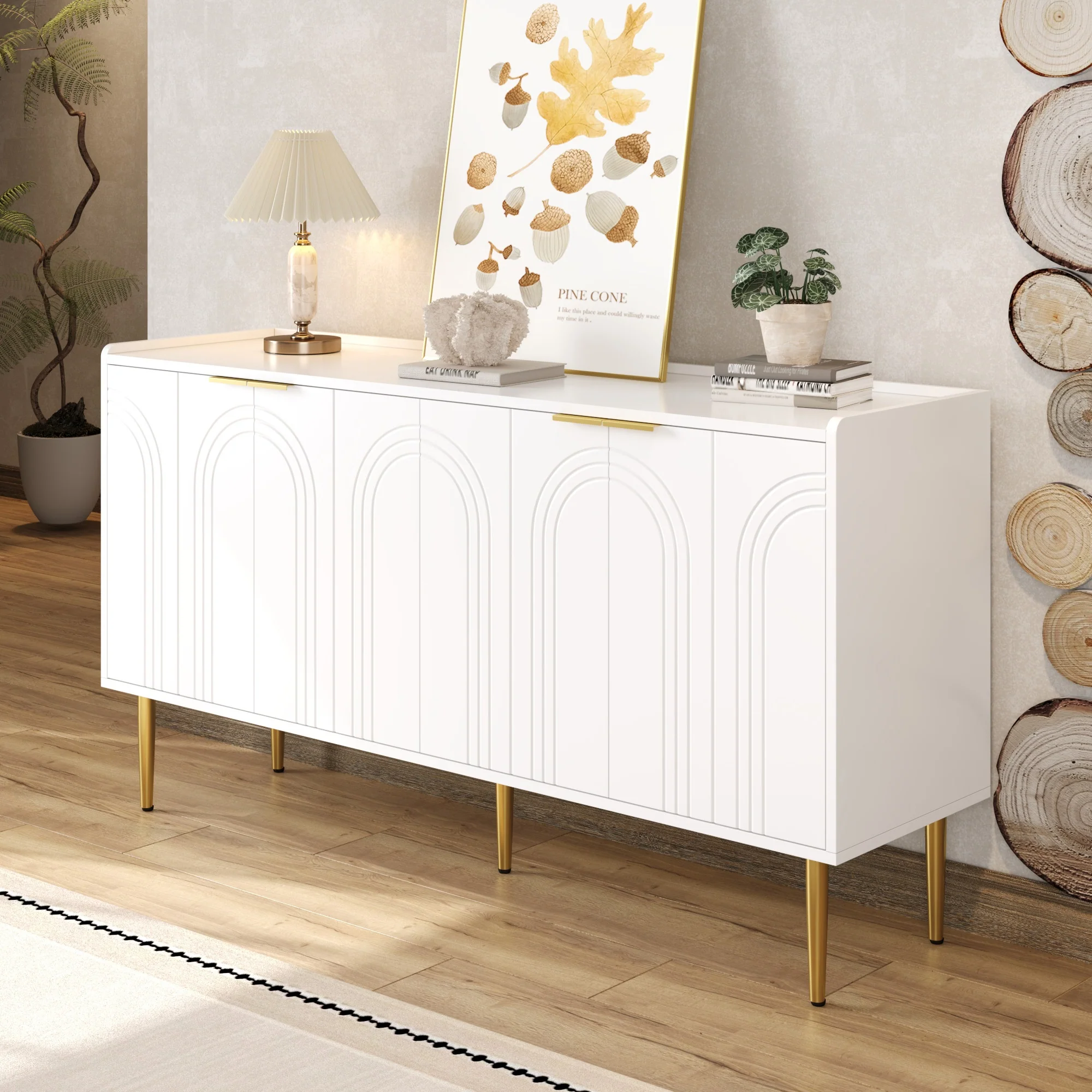 Modern Sideboard Buffet Storage Cabinet 140x38x75cm - Image 10