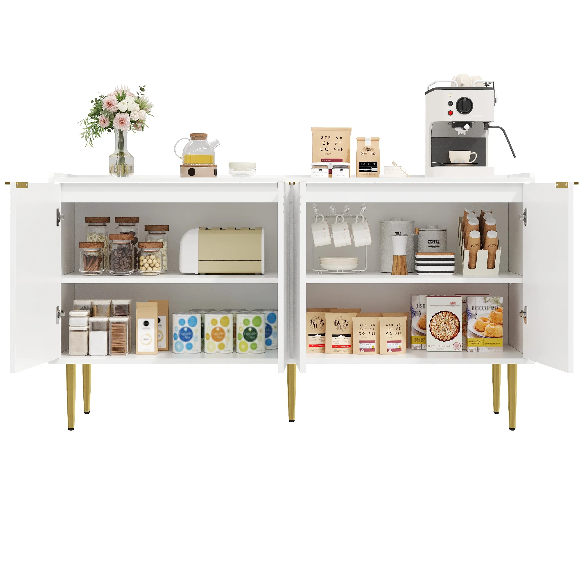 Modern Sideboard Buffet Storage Cabinet 140x38x75cm - Image 3