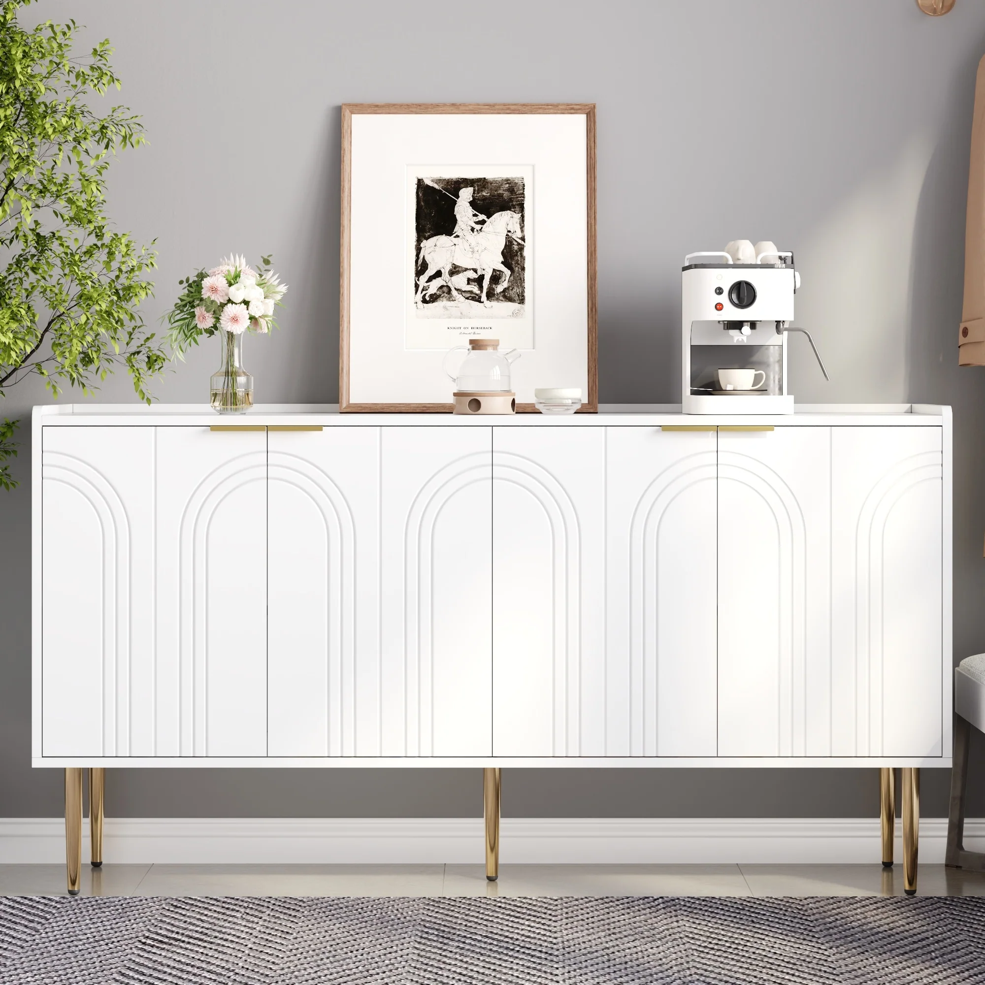 Modern Sideboard Buffet Storage Cabinet 140x38x75cm - Image 4