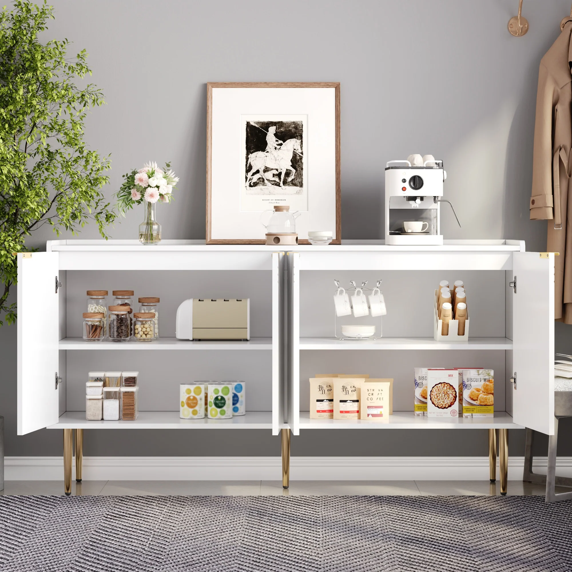 Modern Sideboard Buffet Storage Cabinet 140x38x75cm - Image 5