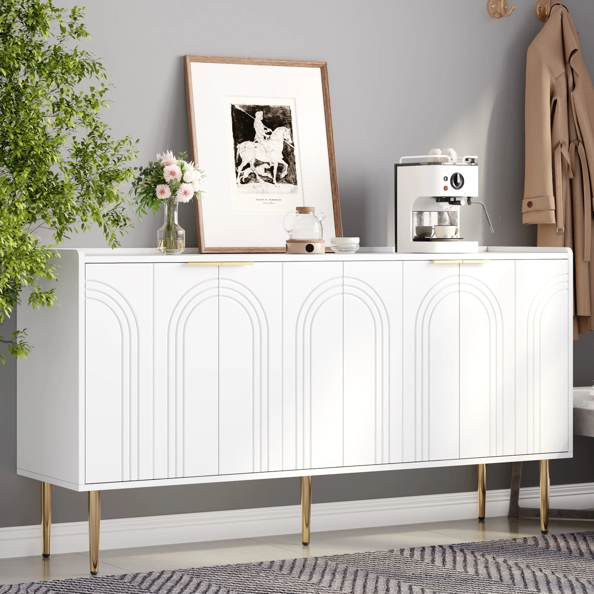 Modern Sideboard Buffet Storage Cabinet 140x38x75cm - Image 7