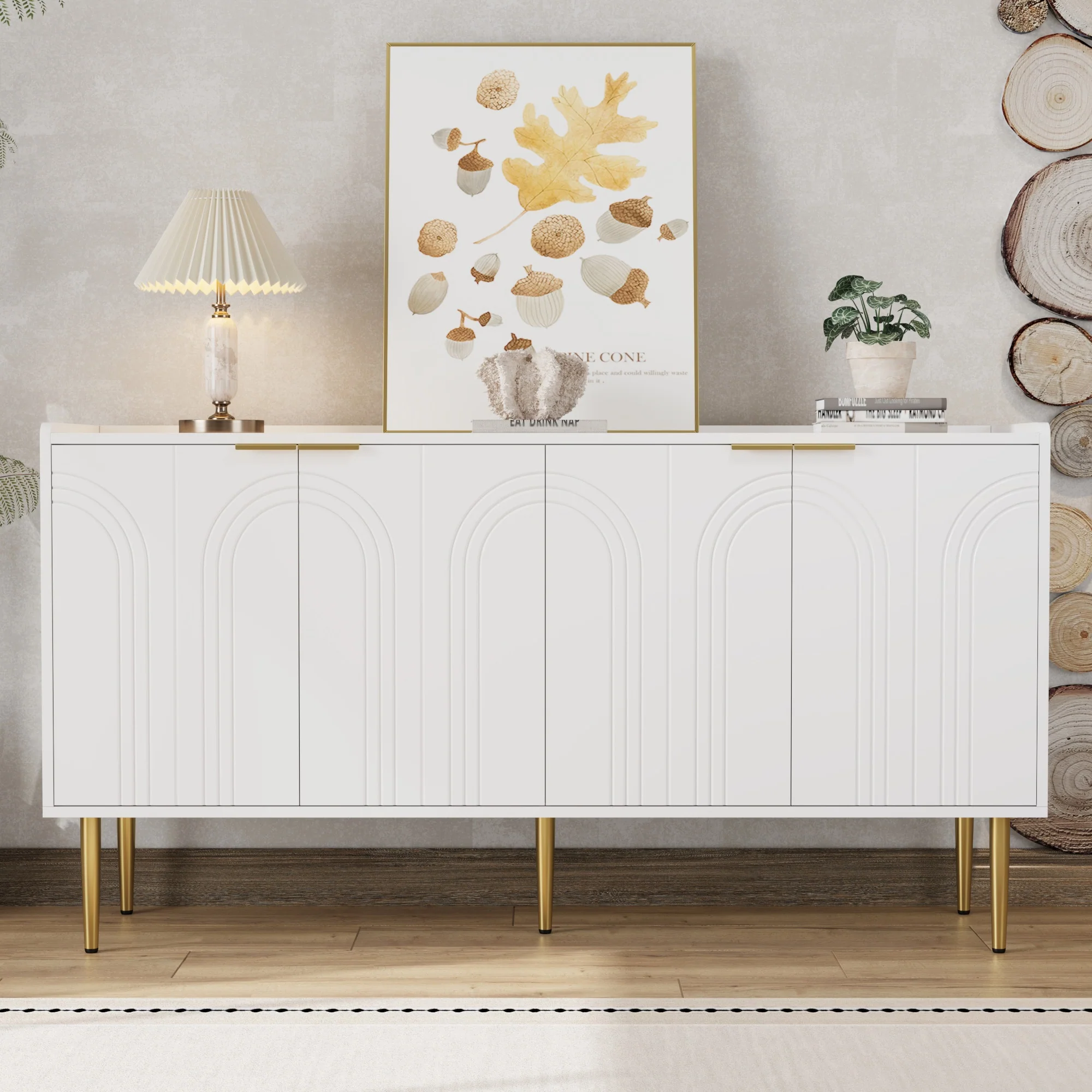 Modern Sideboard Buffet Storage Cabinet 140x38x75cm - Image 8