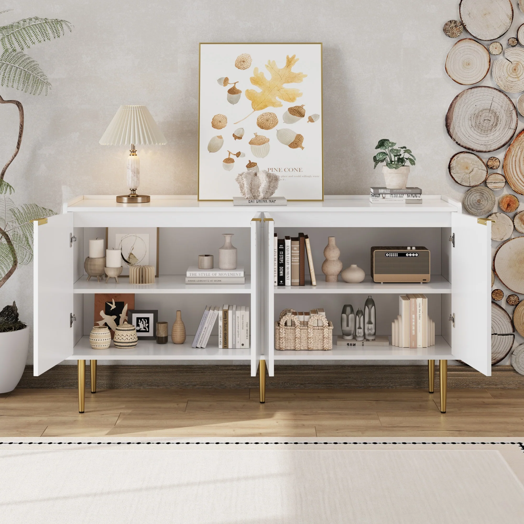 Modern Sideboard Buffet Storage Cabinet 140x38x75cm - Image 9