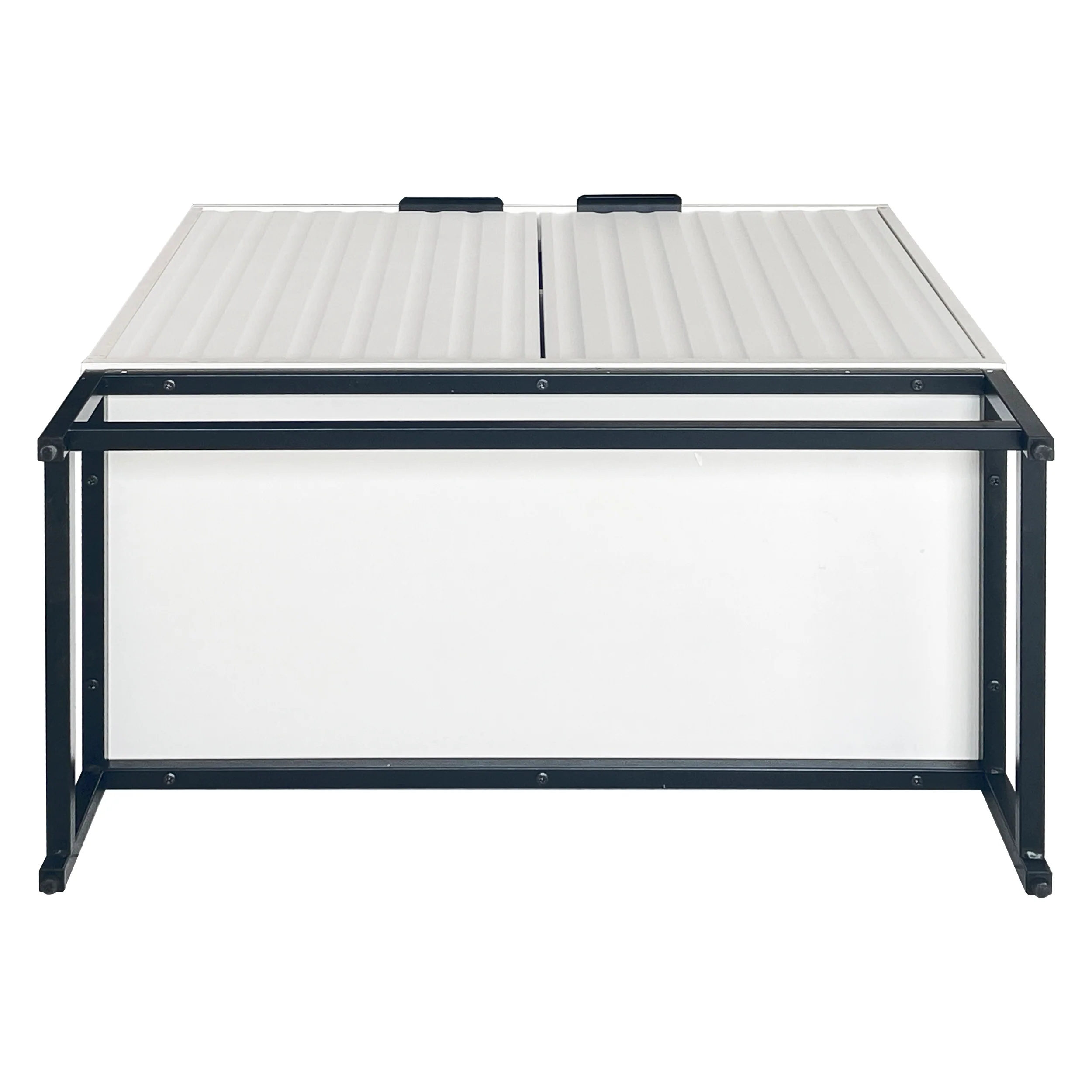 Modern sideboard chest of drawers with 2 doors, standing storage cabinet with metal handles and frame legs, vacuum forming - Image 9