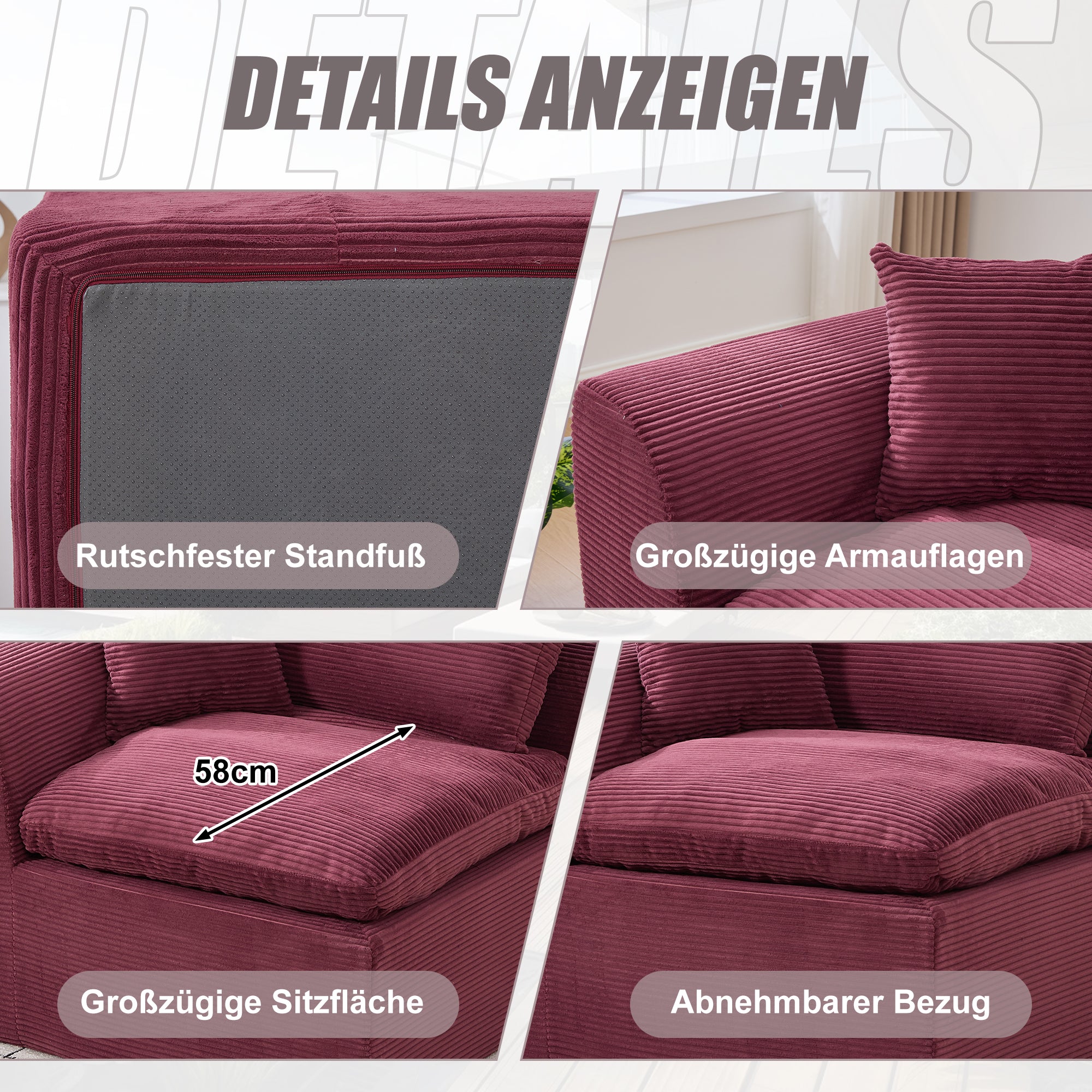 Modern Single-Seater Sofa Armchair Nordic Minimalist with Cushion - Fabric - Image 3