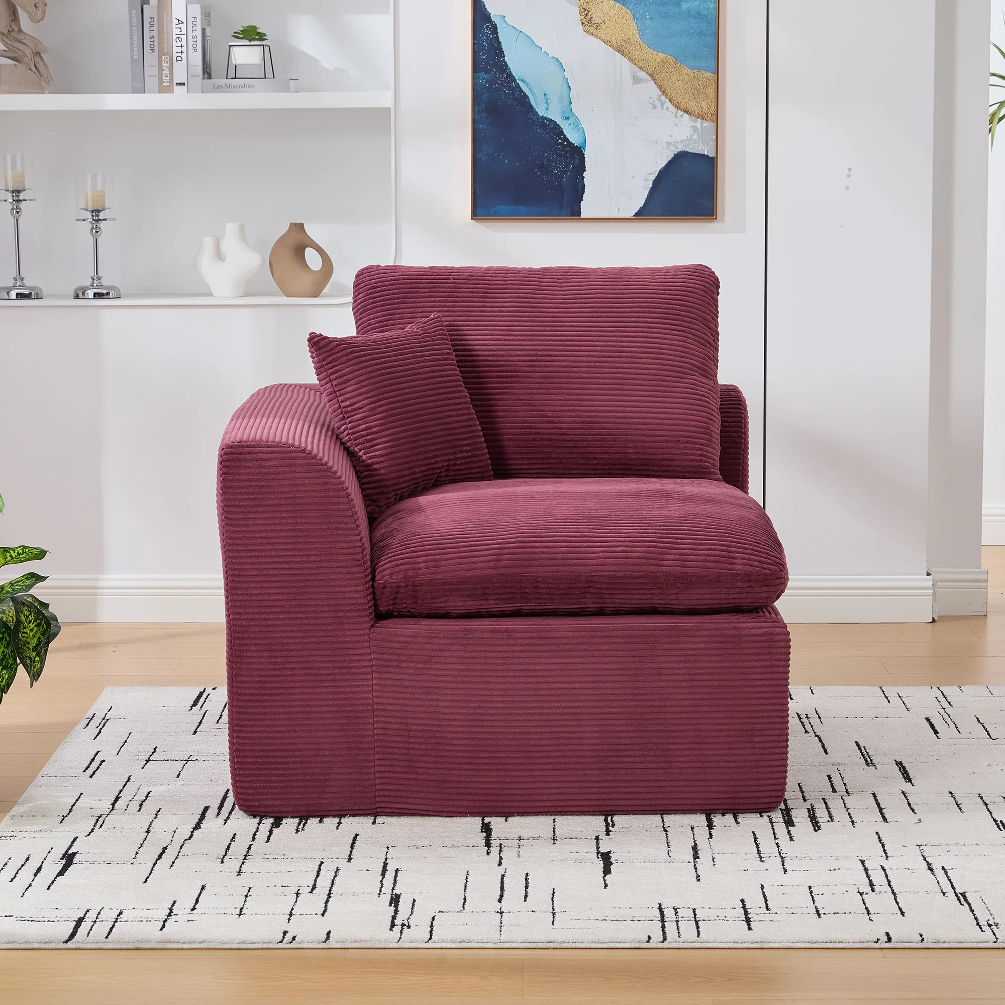 Modern Single-Seater Sofa Armchair Nordic Minimalist with Cushion - Fabric - Image 9