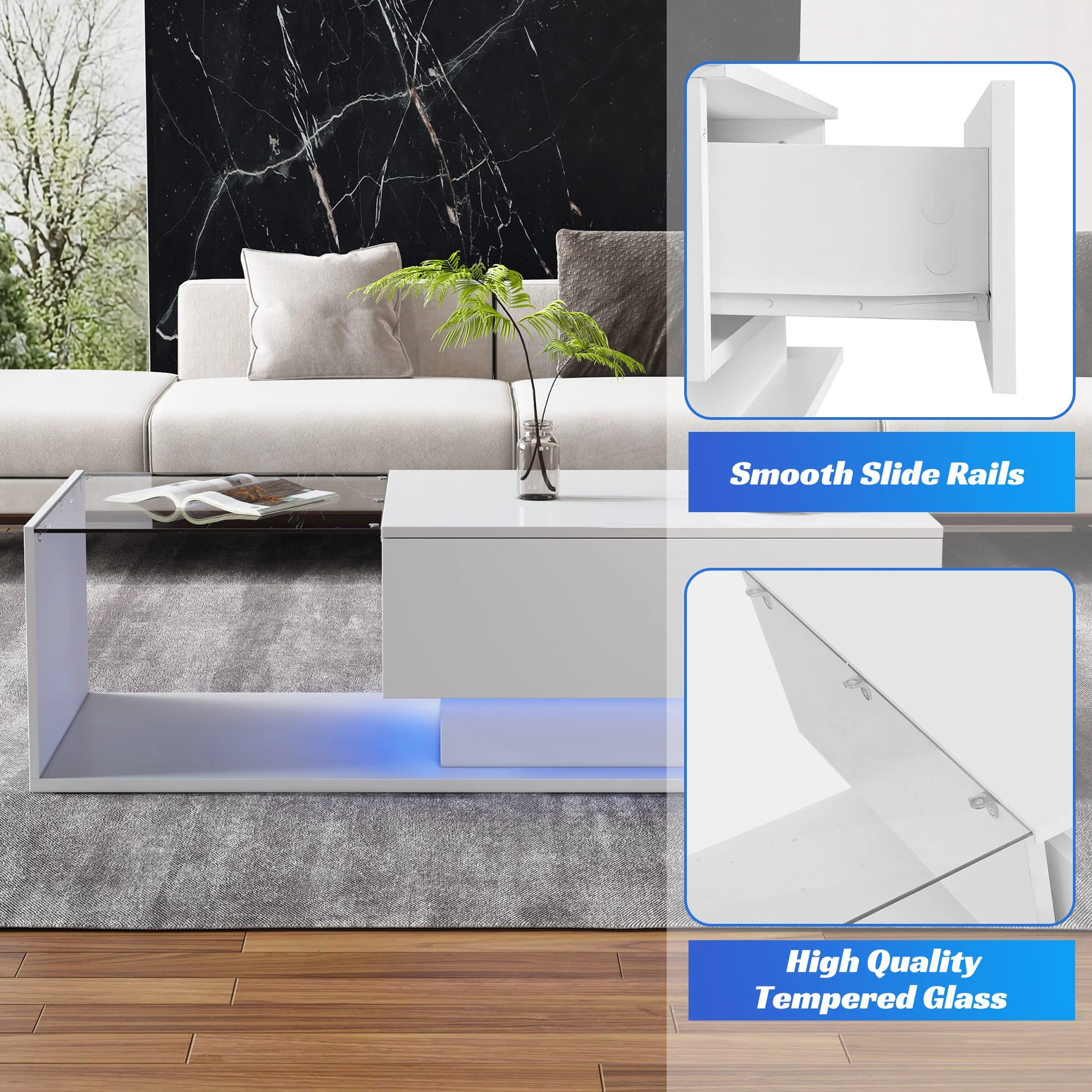 Modern TV Cabinet: Stylish, Elegant, High-Gloss White, Wood Look - Image 2