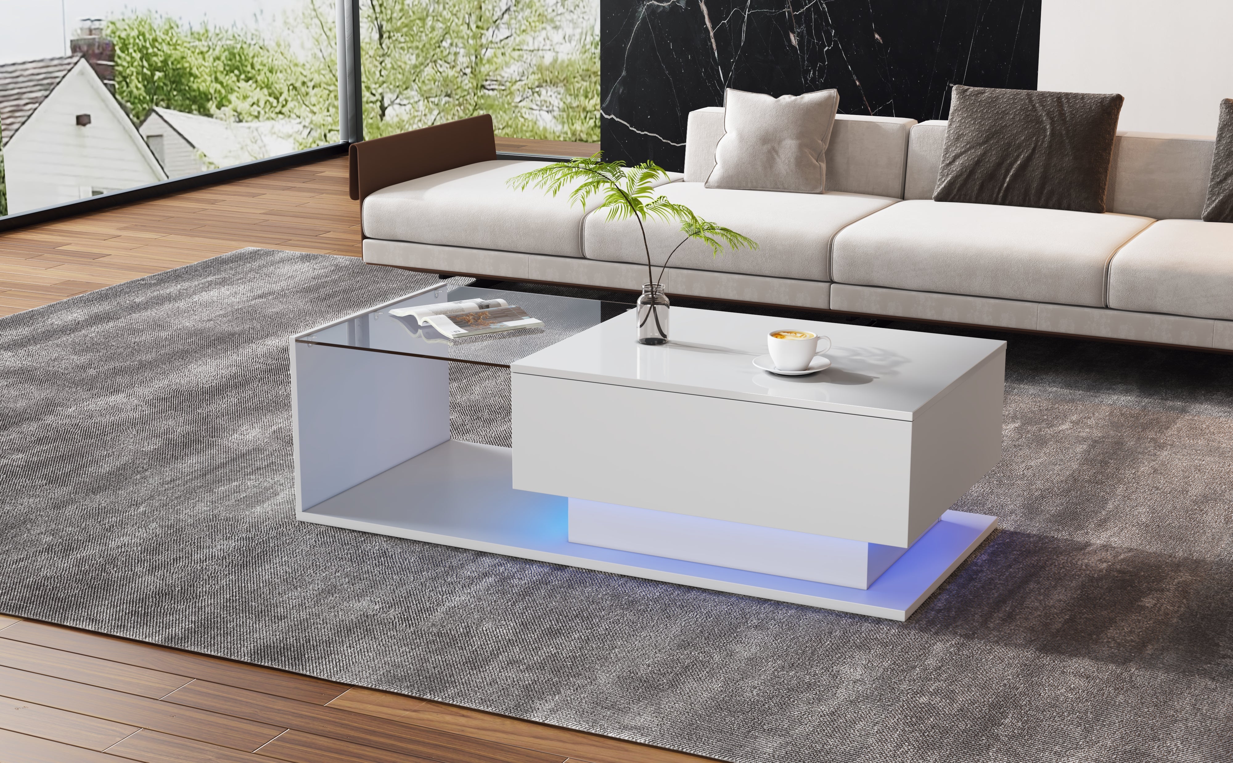 Modern TV Cabinet: Stylish, Elegant, High-Gloss White, Wood Look - Image 7