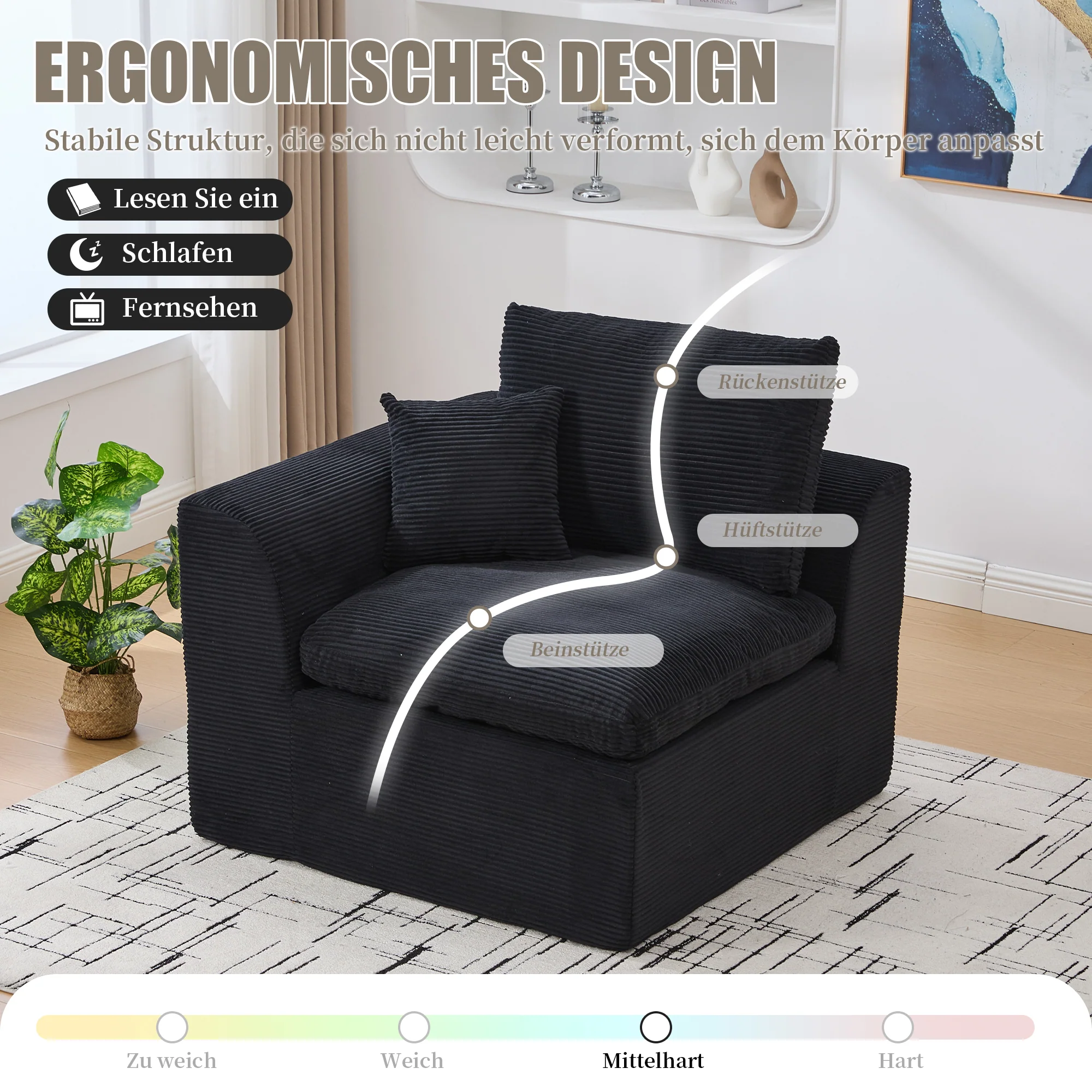 Modern Two-Seater Sofa, Nordic-Style Comfortable with Cushions, Fabric - Image 6