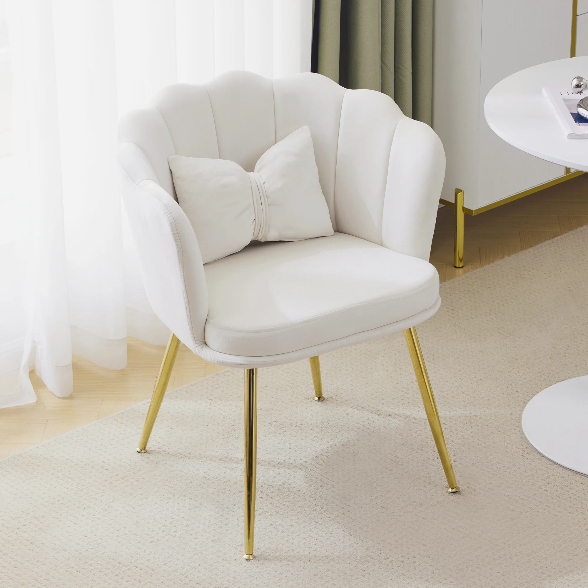 Modern velvet armchair, comfortable upholstered decorative chair, gold-plated metal legs - Image 2