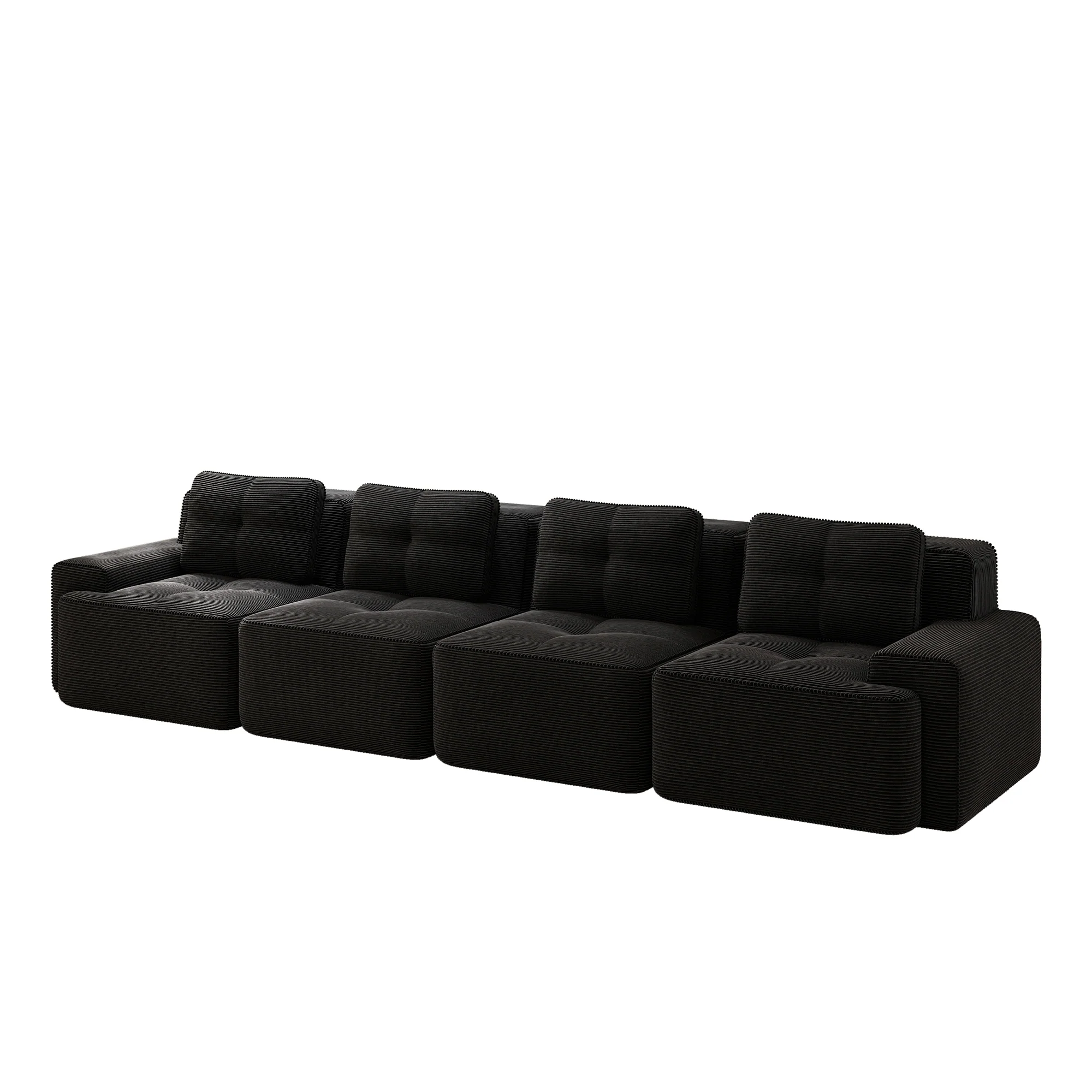 Modular Cloud Sofa 4-Seater Deep Seat Corduroy - Black - Image 4