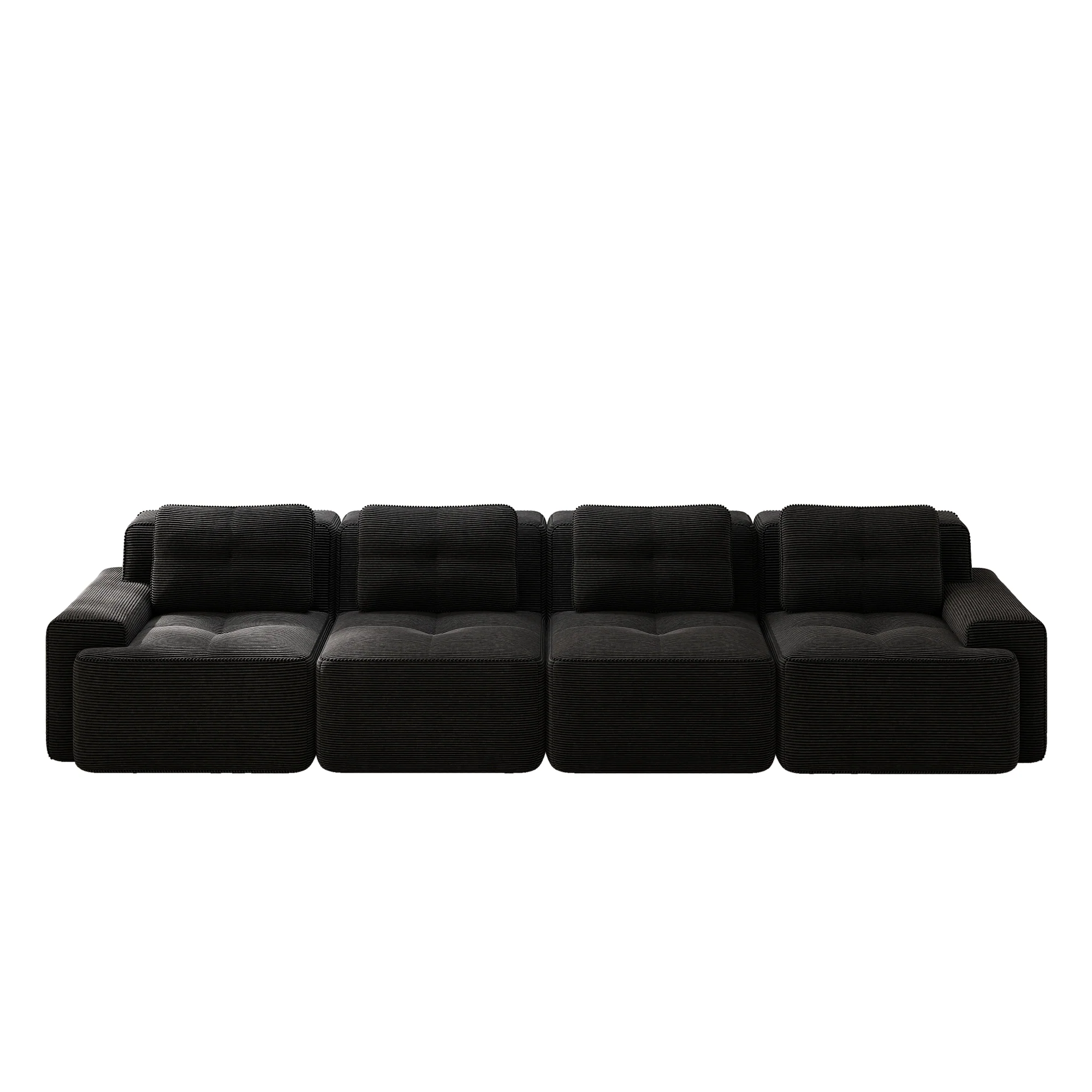 Modular Cloud Sofa 4-Seater Deep Seat Corduroy - Black - Image 5