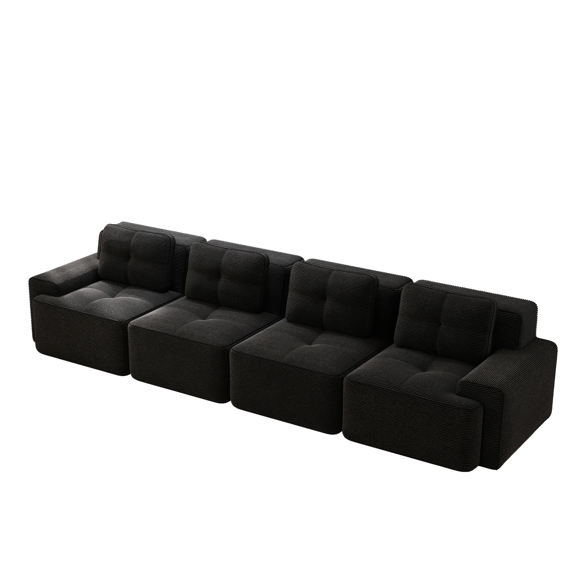 Modular Cloud Sofa 4-Seater Deep Seat Corduroy - Black - Image 6
