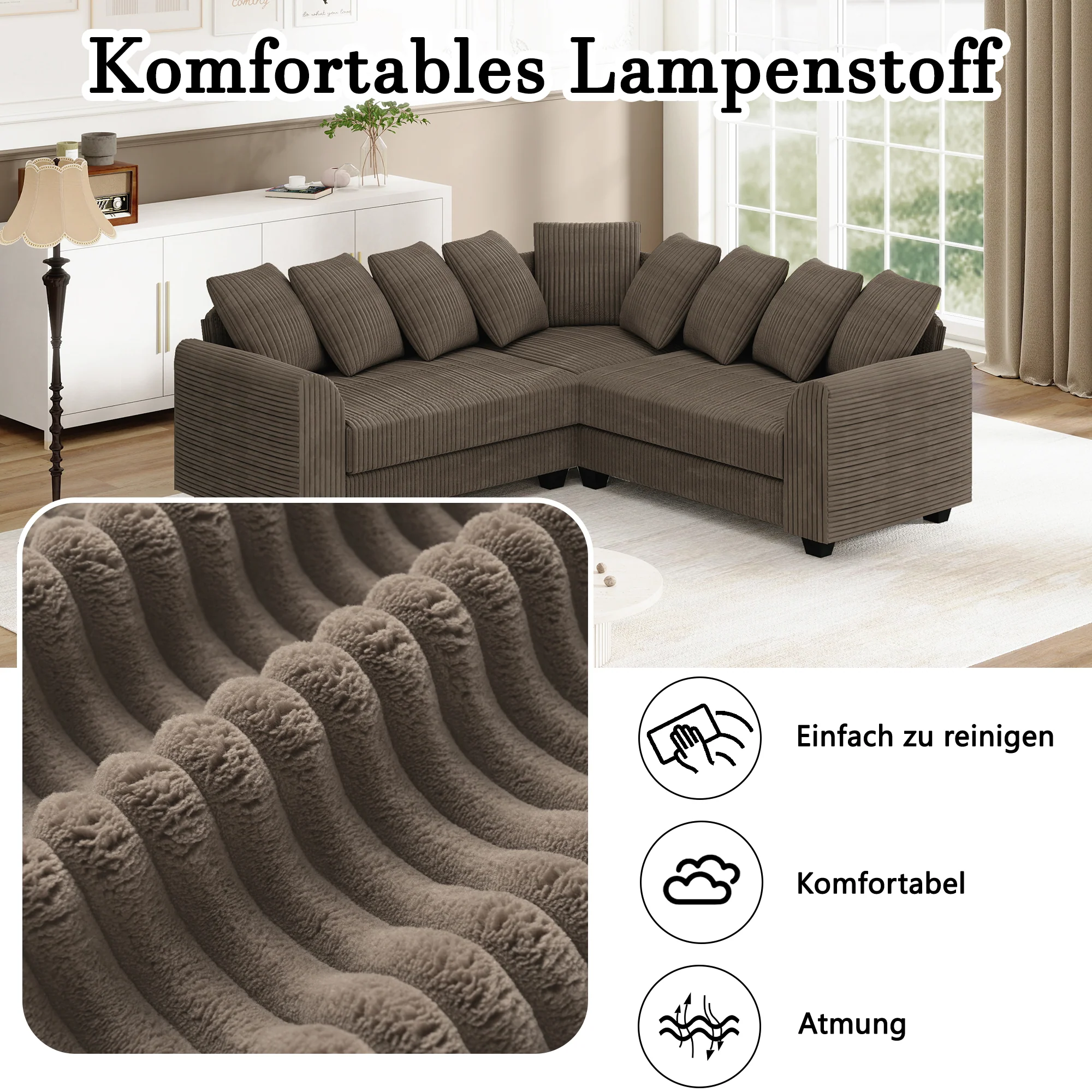 Modular Combination Sofa L-Shaped Corner with Movable Cushions - Image 6