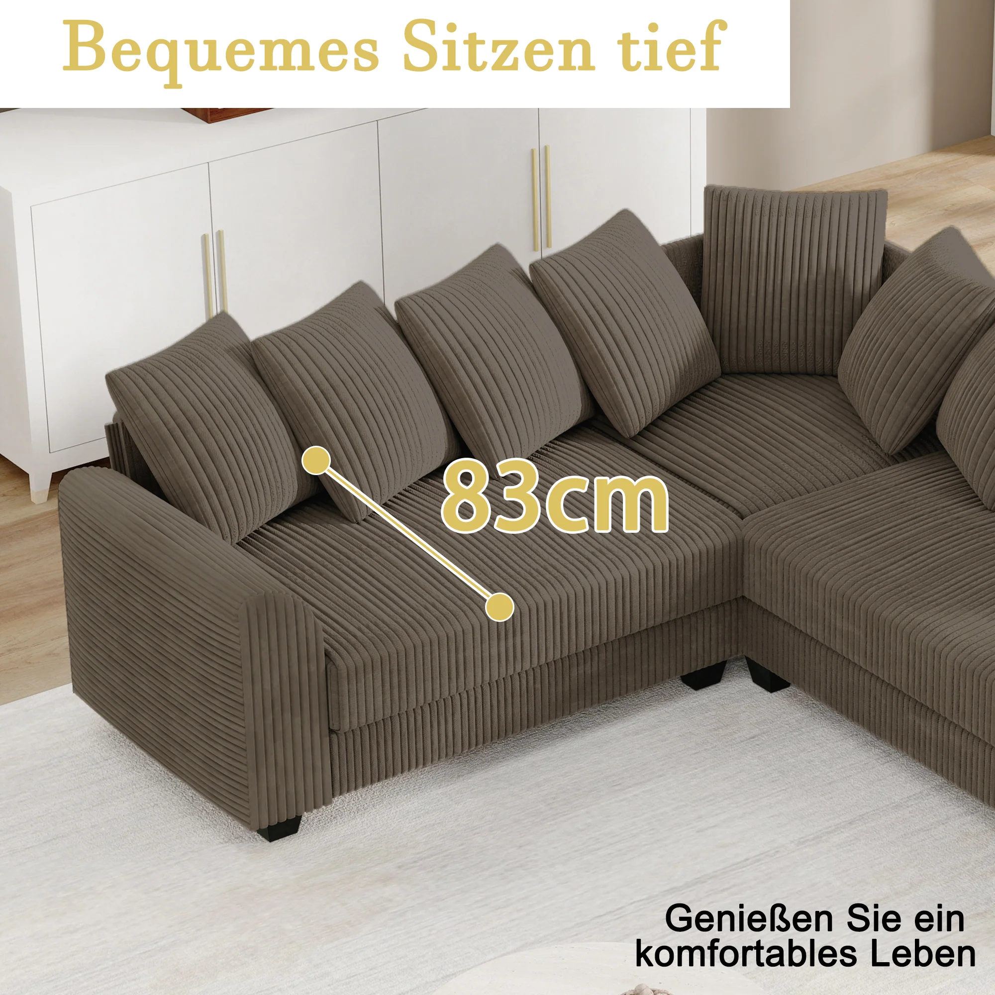 Modular Combination Sofa L-Shaped Corner with Movable Cushions - Image 7