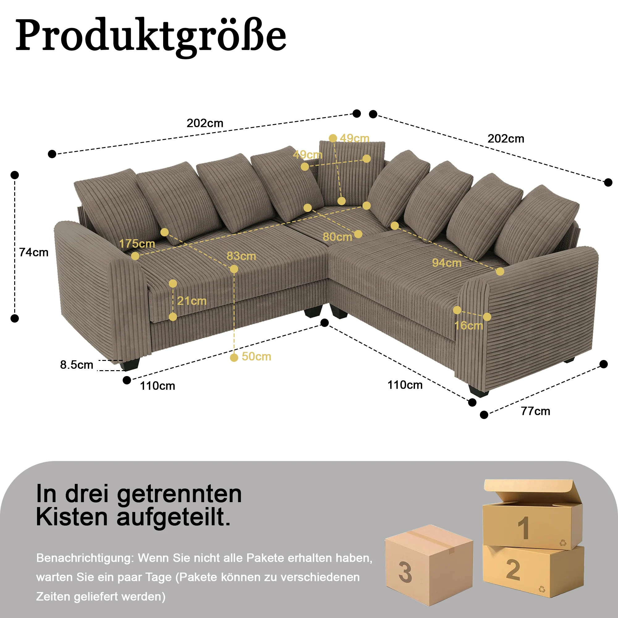 Modular Combination Sofa L-Shaped Corner with Movable Cushions - Image 8