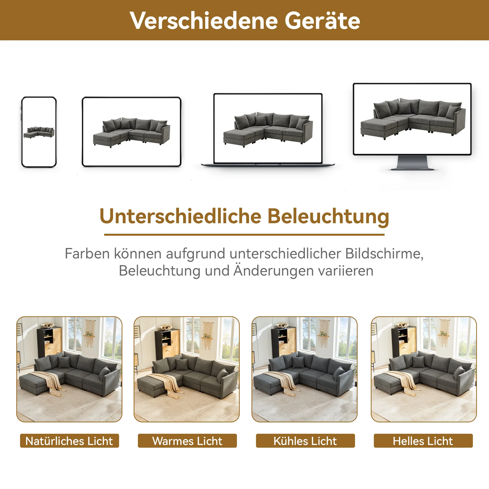 Modular Corner Sofa 5-Seater Convertible Footstool L/U-Shape Vertical Stripes - Image 9