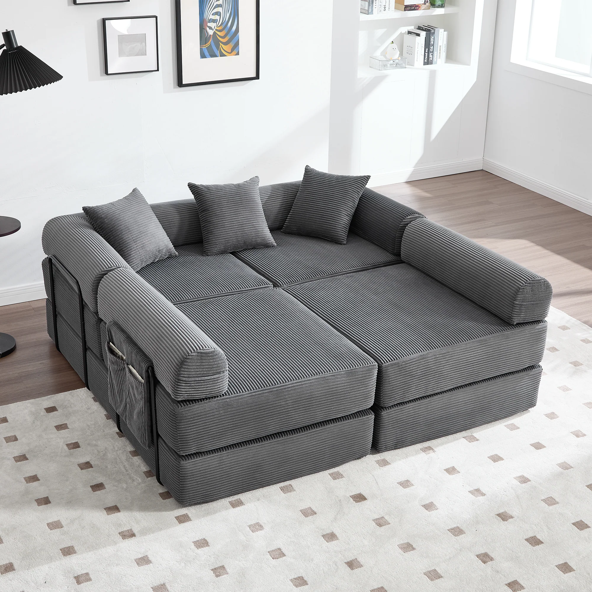 Modular Family Sofa with Storage & Pet-Friendly Fabric - Dark Gray - Image 10