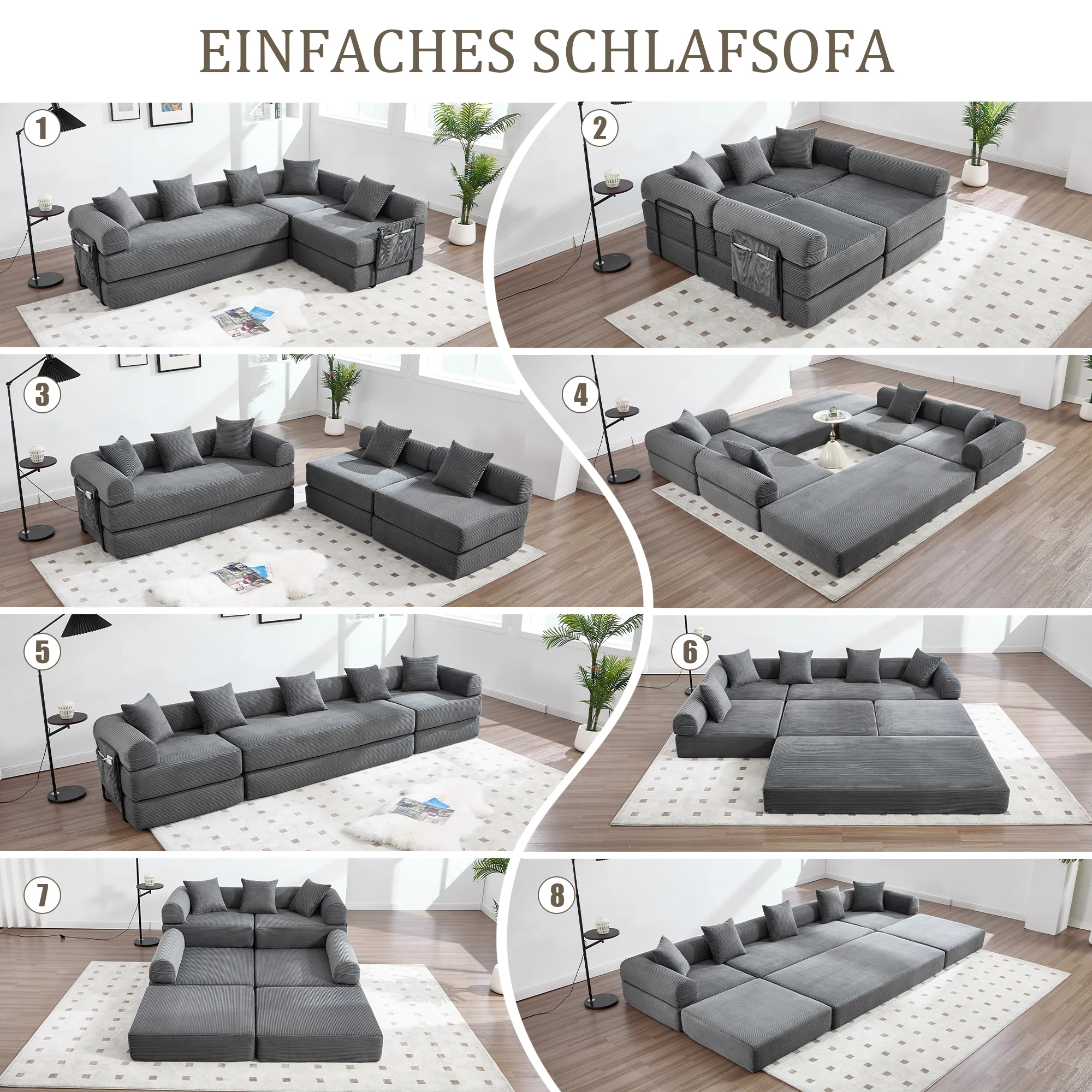 Modular Family Sofa with Storage & Pet-Friendly Fabric - Dark Gray - Image 4