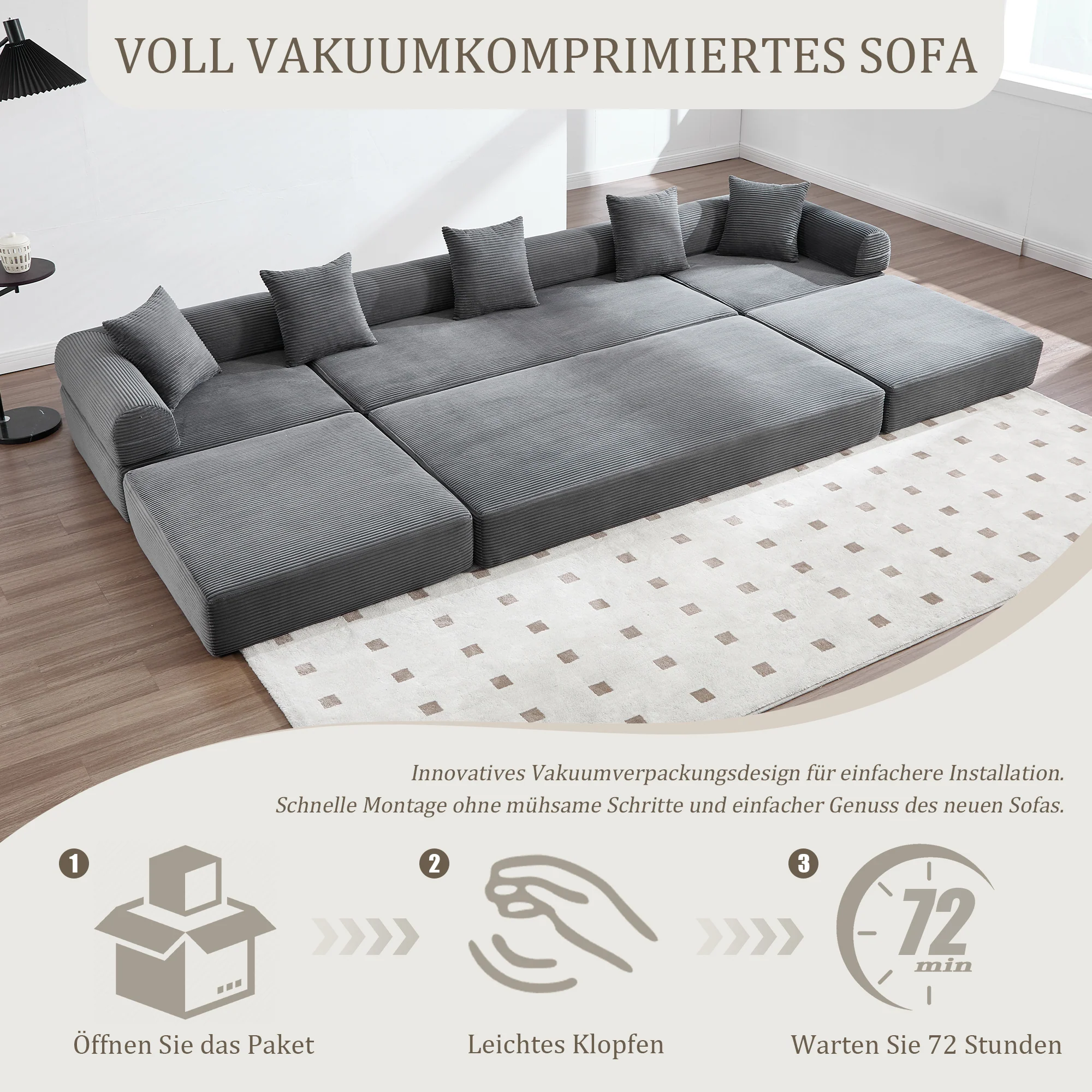 Modular Family Sofa with Storage & Pet-Friendly Fabric - Dark Gray - Image 5