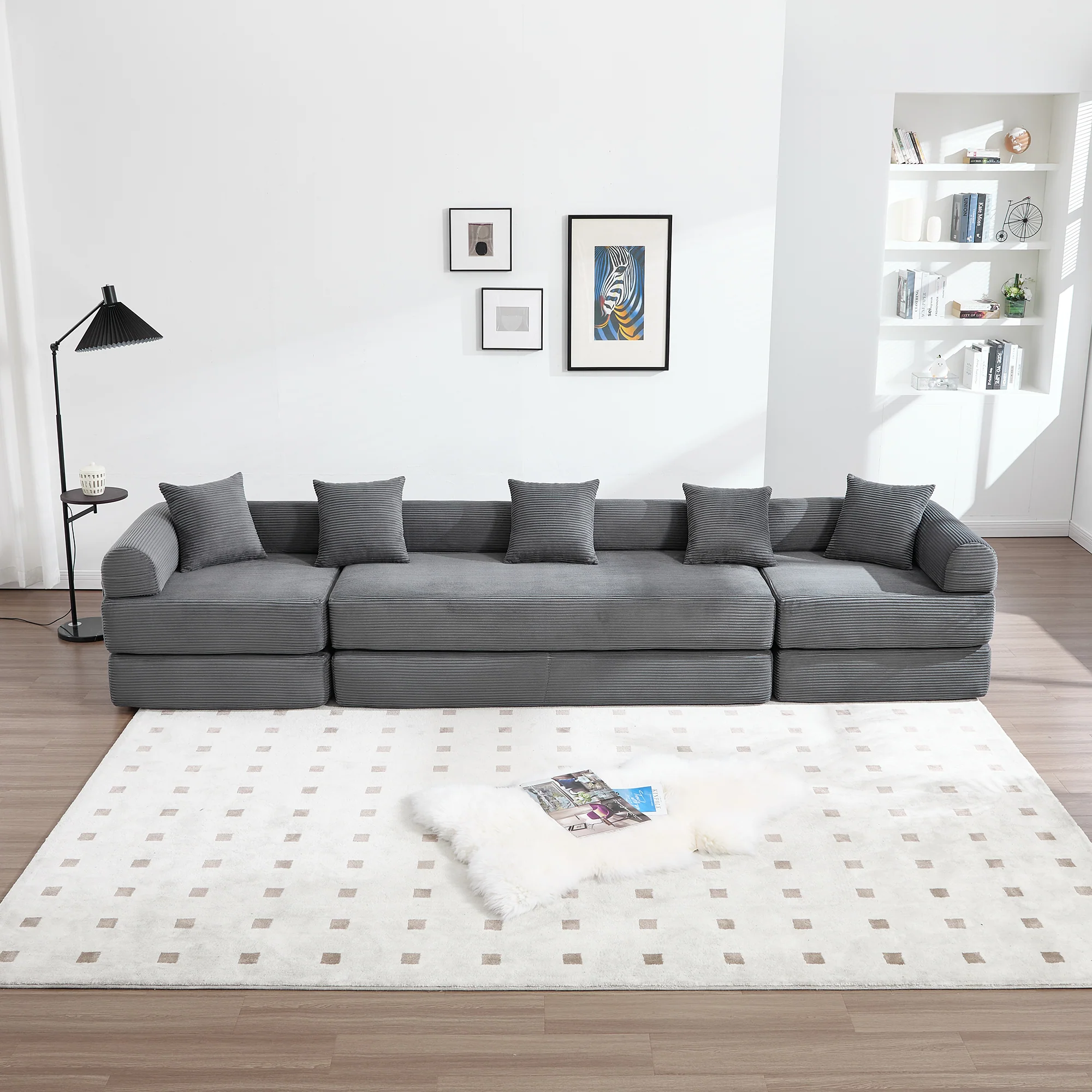 Modular Family Sofa with Storage & Pet-Friendly Fabric - Dark Gray - Image 8