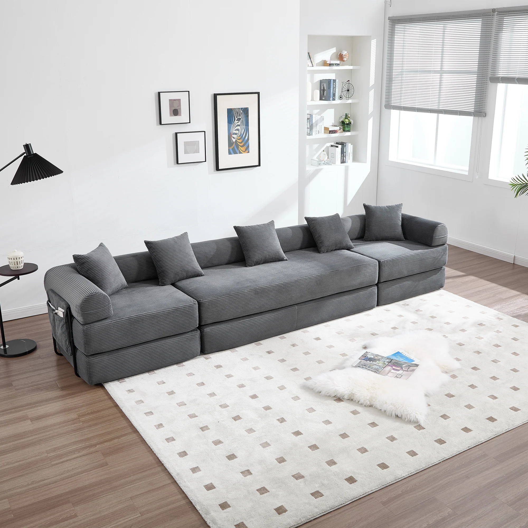 Modular Family Sofa with Storage & Pet-Friendly Fabric - Dark Gray - Image 9
