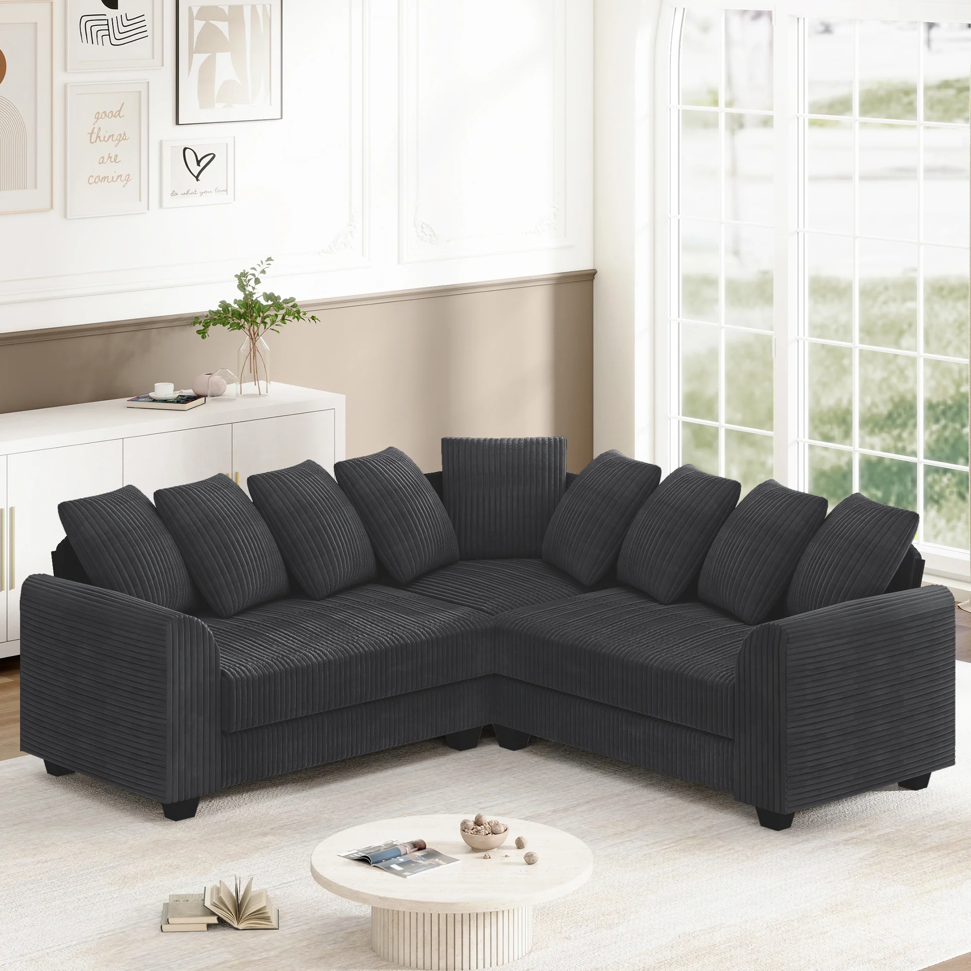 Modular L-Shaped Combination Sofa Repositionable Cushions - Image 3