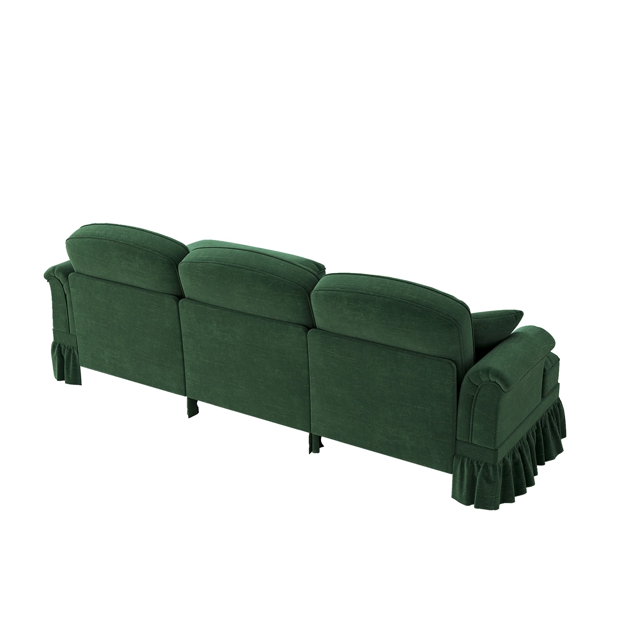 Modular L-Shaped Sofa Mid-Century 3-Seater Movable Ottoman - Green Chenille - Image 8