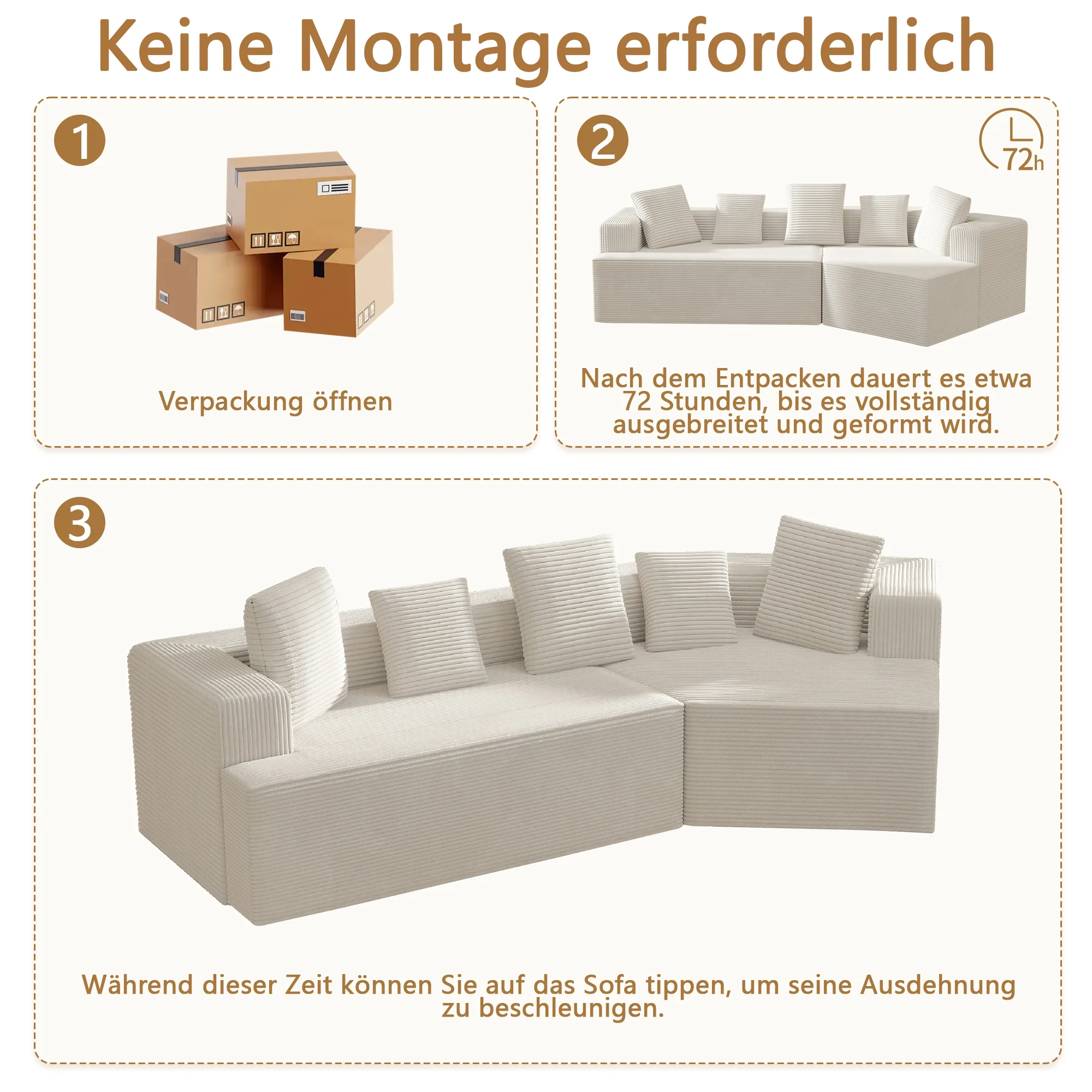 Modular Sofa 312cm Boneless Cloud Design - Comfort Fabric - Image 2