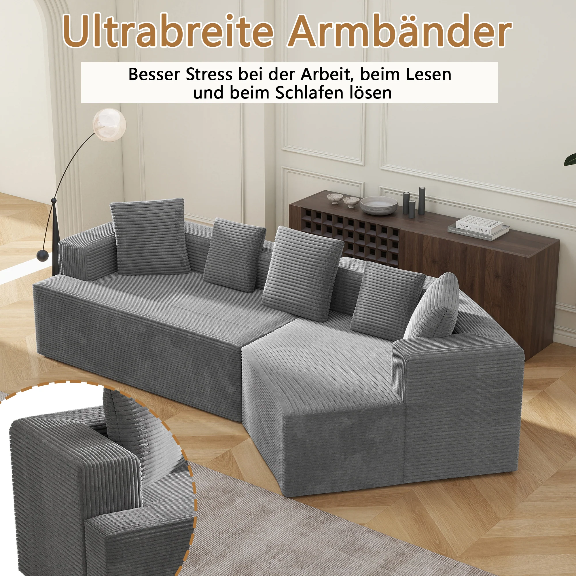 Modular Sofa 312cm Cloud Design No Assembly - Comfort Fabric - Image 3