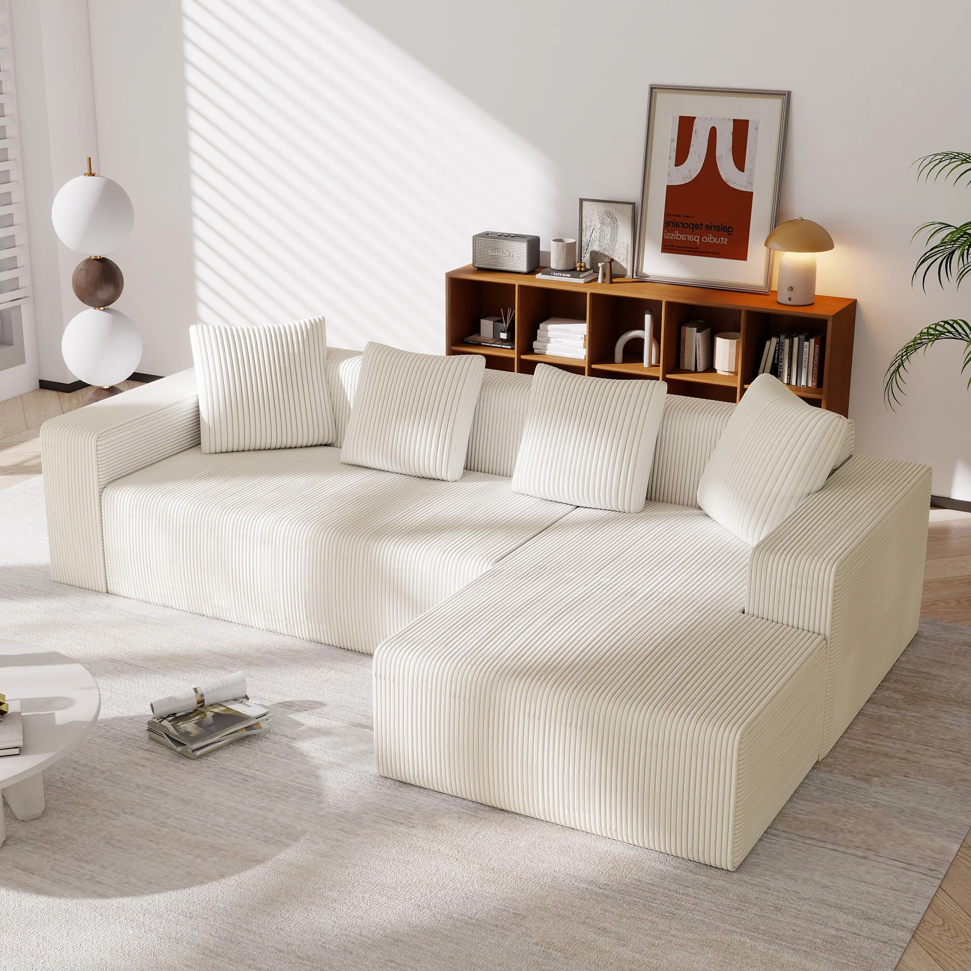 Modular Sofa Cloud Combination L-Shaped Chaise Deep Seats - Upholstered