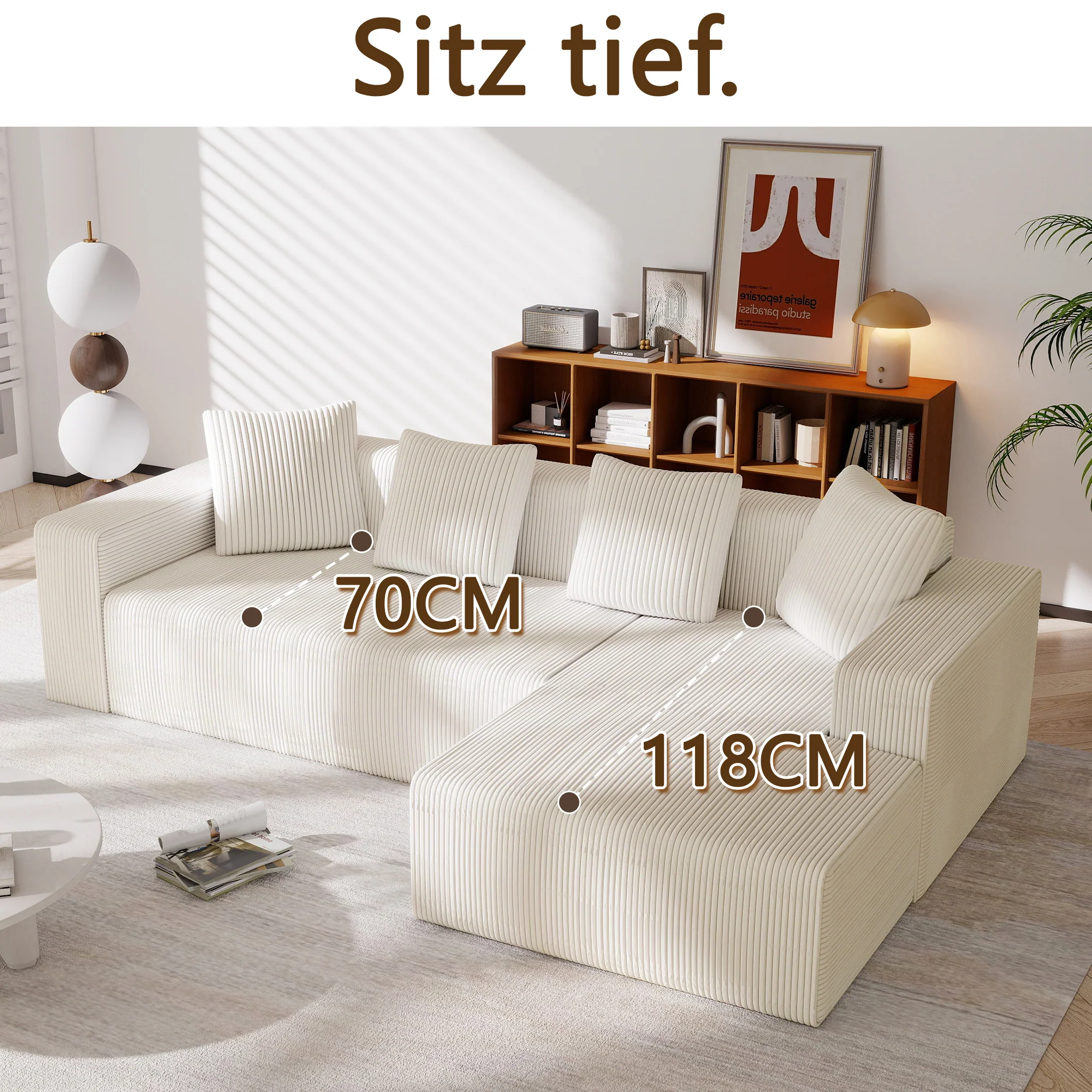 Modular Sofa Cloud Combination L-Shaped Chaise Deep Seats - Upholstered - Image 3