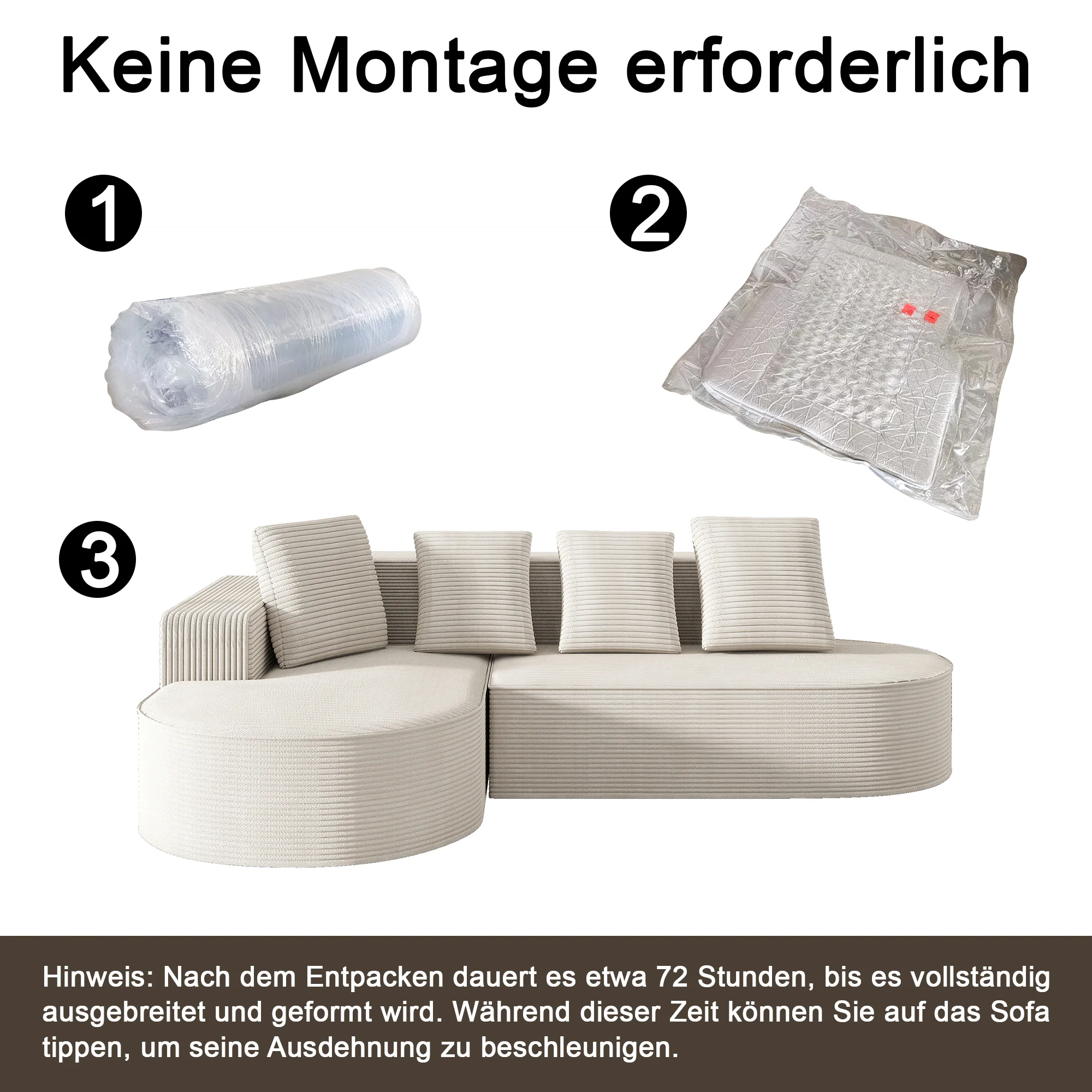 Modular Sofa L-Shaped Deep Seats - No Assembly Required - Image 2