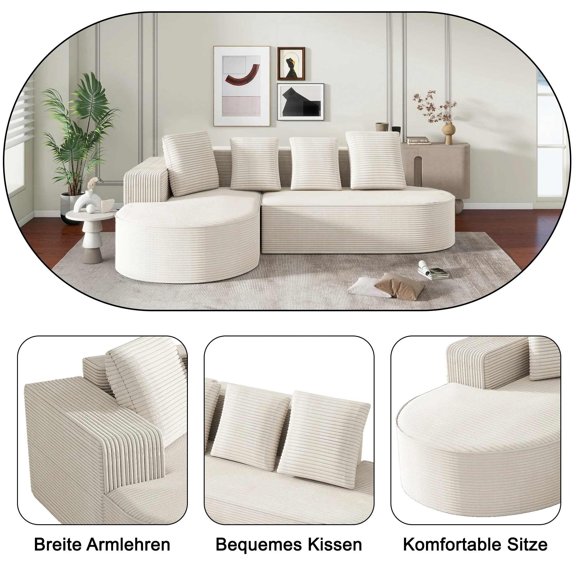 Modular Sofa L-Shaped Deep Seats - No Assembly Required - Image 3